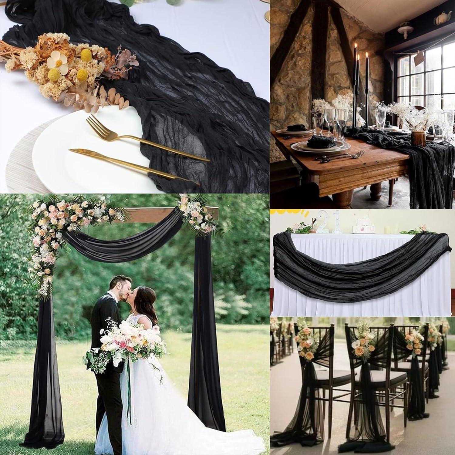 Mint Green Cheesecloth Table Runner 6 Pack 35" Boho Gauze Runner 120 inches Long Tablecloth Runner Rustic Sheer Fabric Bulk for Baby Shower Wedding Bridal Birthday Party Table Decorations