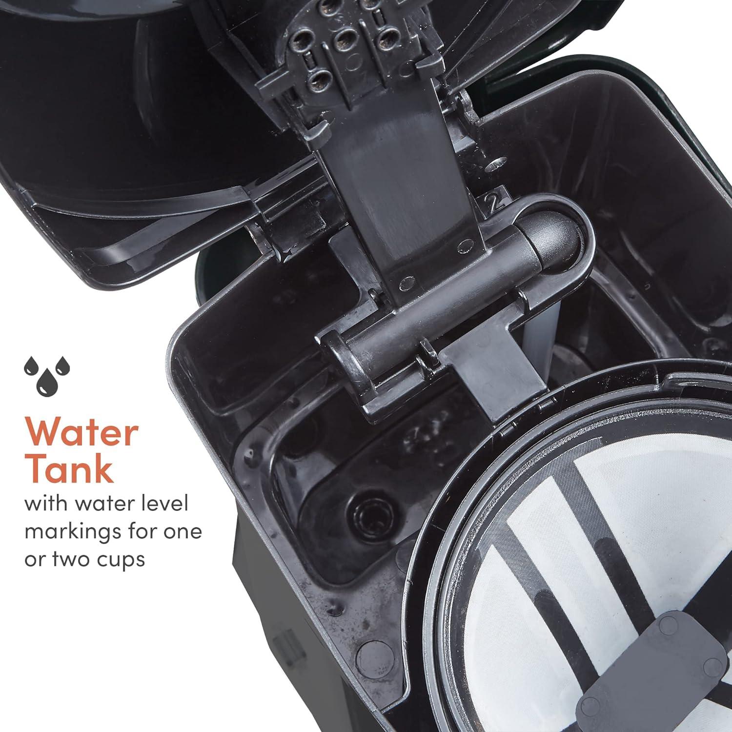 Elite Gourmet Dual Coffee Maker with Two Stainless Steel Interior Travel Mugs, Black