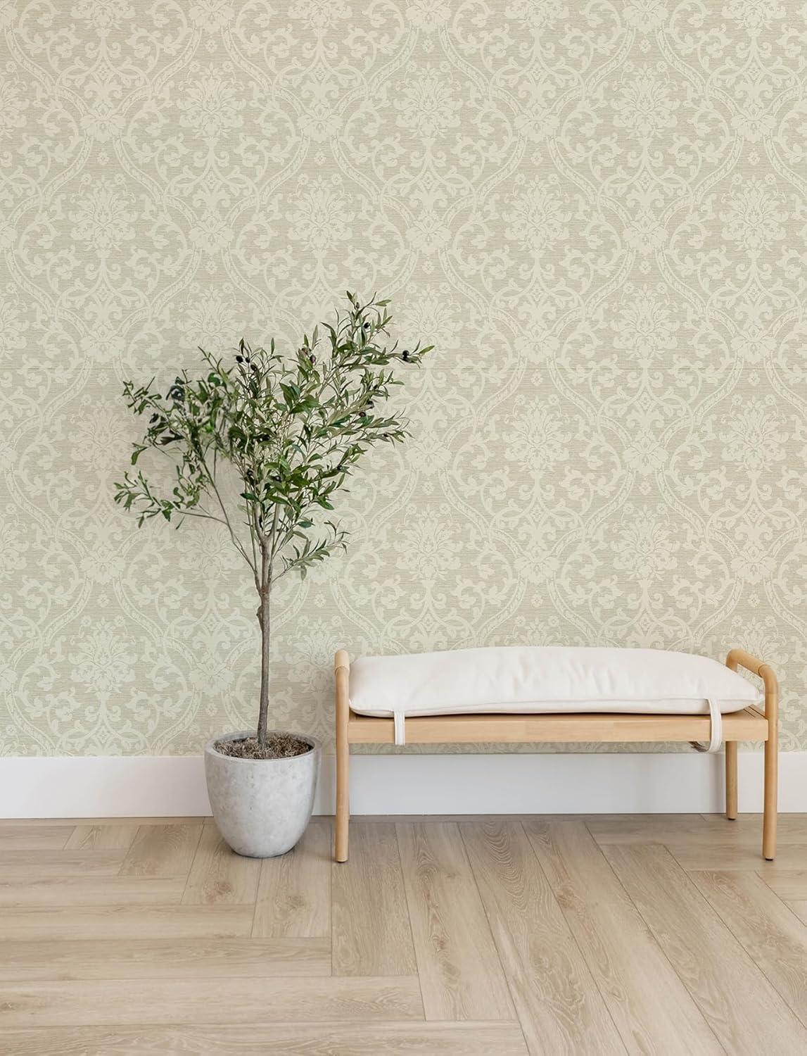 Advantage Evette Neutral Damask Wallpaper