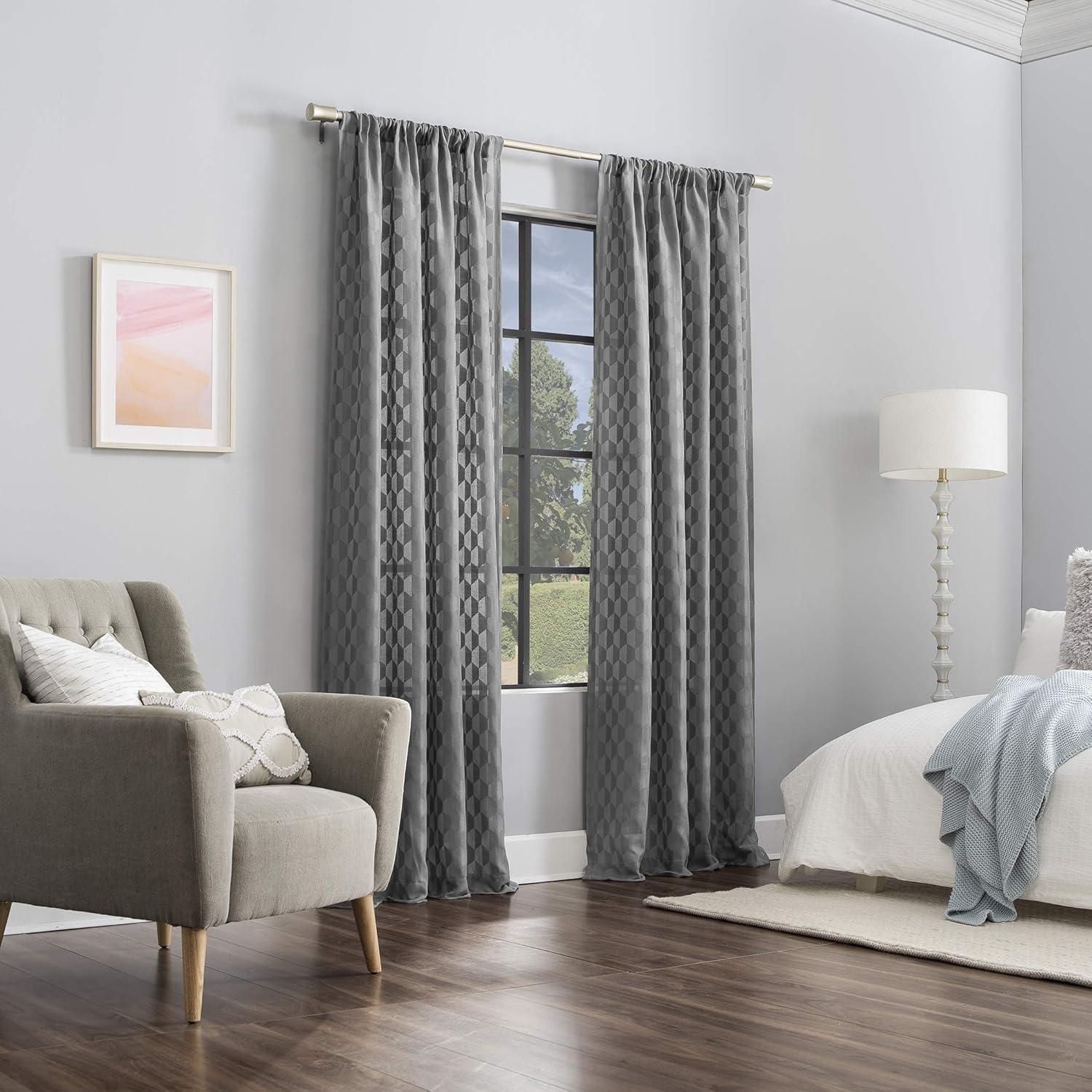 Scott Living Scott Living Verge Geometric Clipped Jacquard Semi-Sheer Rod Pocket Curtain Panel