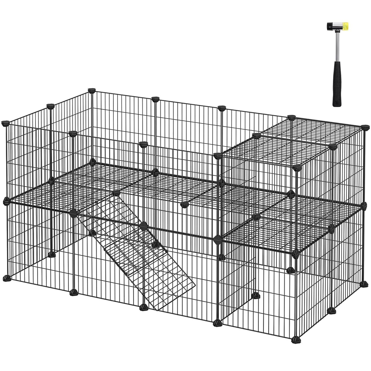 Pet Playpen Includes Cable Ties, Indoor Use, Black
