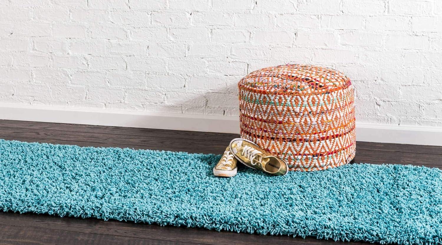 Unique Loom 2' 2 x 6' 7 Solid Shag Deep Aqua Blue Area Rug