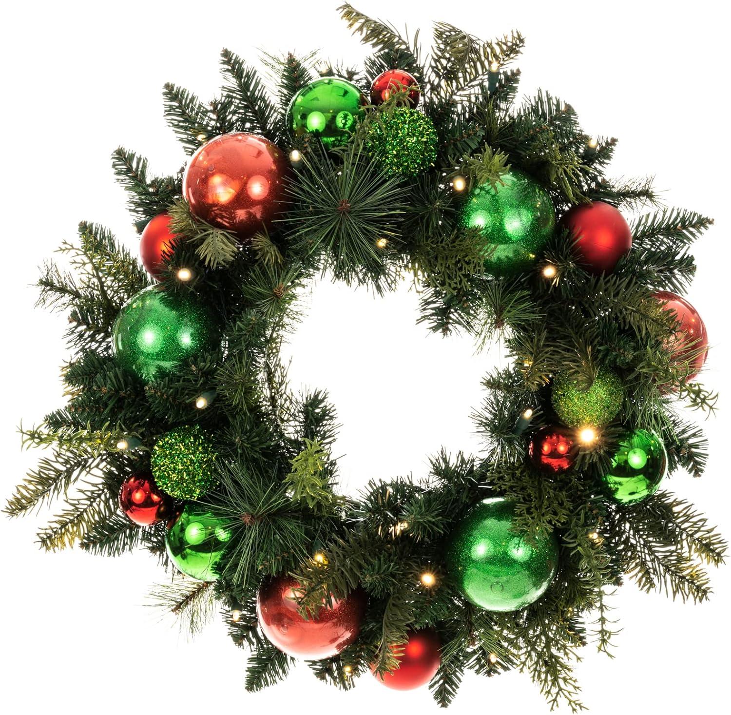 Village Lighting 24 in. Pre-Lit LED Wreath - Christmas Cheer