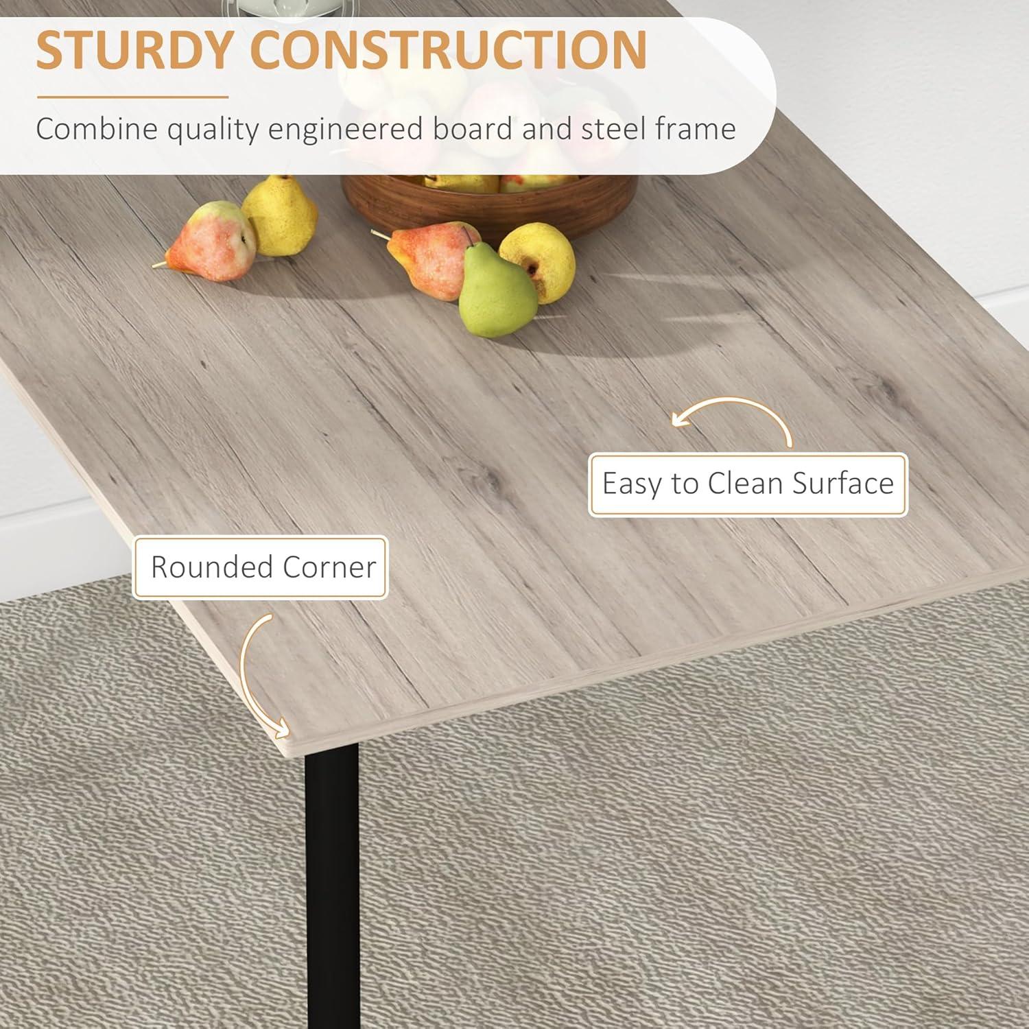 HOMCOM Modern 5-Piece Wooden Counter Dining Kitchen Table Set, 1 Table 4 Chairs Metal Legs, Suitable For Outdoors, gray