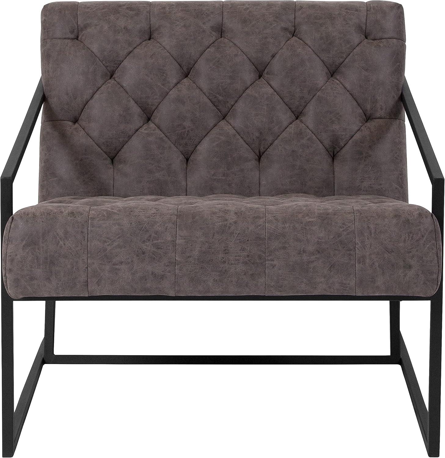 Flash Furniture HERCULES Madison Series Retro Gray LeatherSoft Tufted Lounge Chair