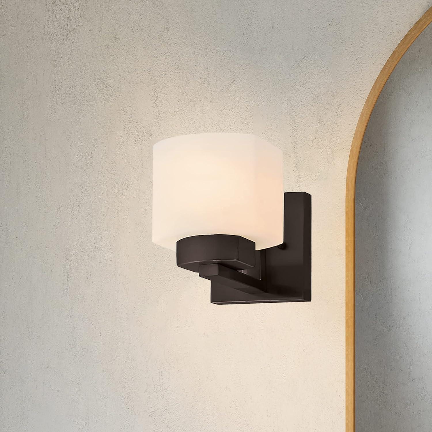 Design House Dove Creek Dimmable Wall Light Sconce with Frosted Glass, Matte Black