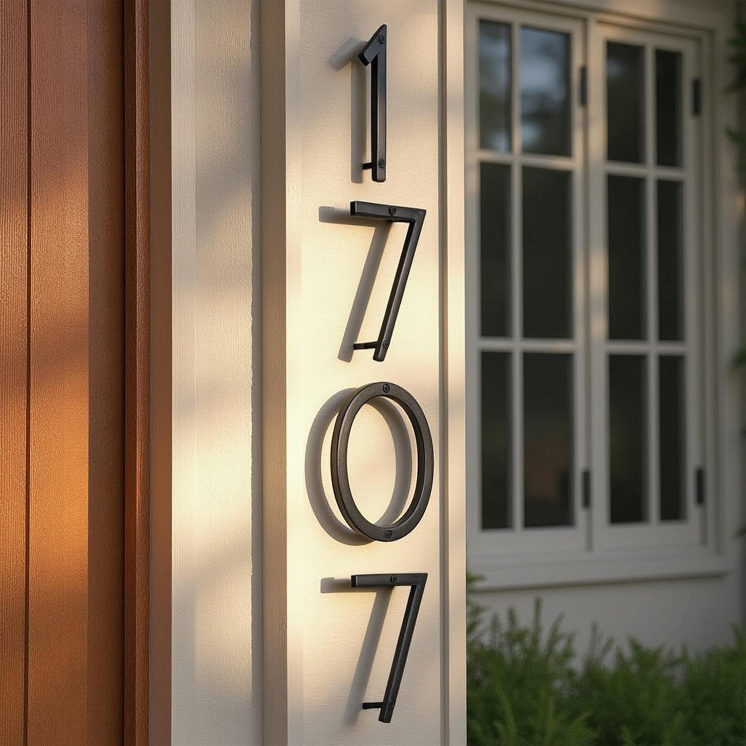 NACH Floating Mount House Address Shadow Number For Outside or Inside, Mailbox Number For Outside, Front Door, Garage Door, Maximum Rust Protection, Black Aluminum, 8 inch, Number 4, HH-SDW8-BLK-4