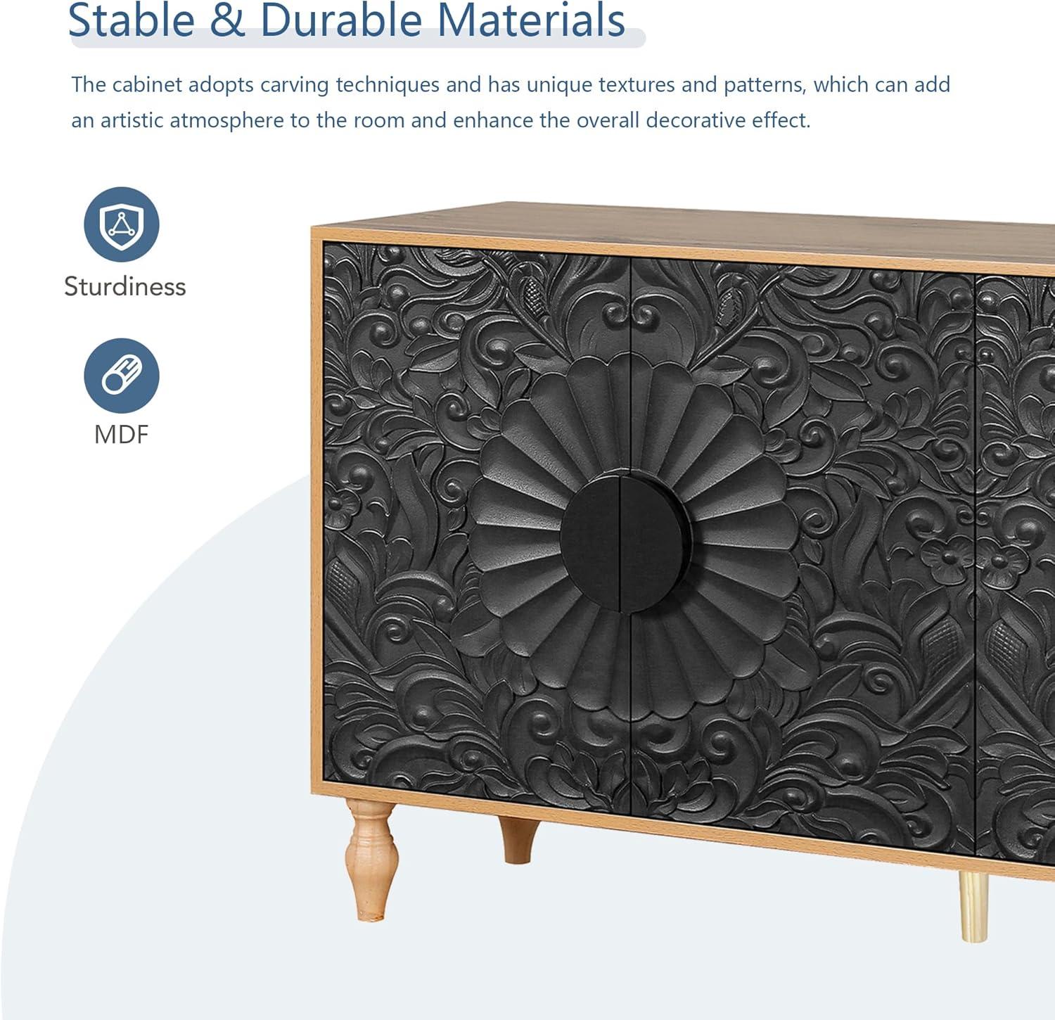 R&M Furniture Exquisite Sculpted Door and Premium Black Cabinet, a Showcase of Elegant Design and Versatile Functionality.