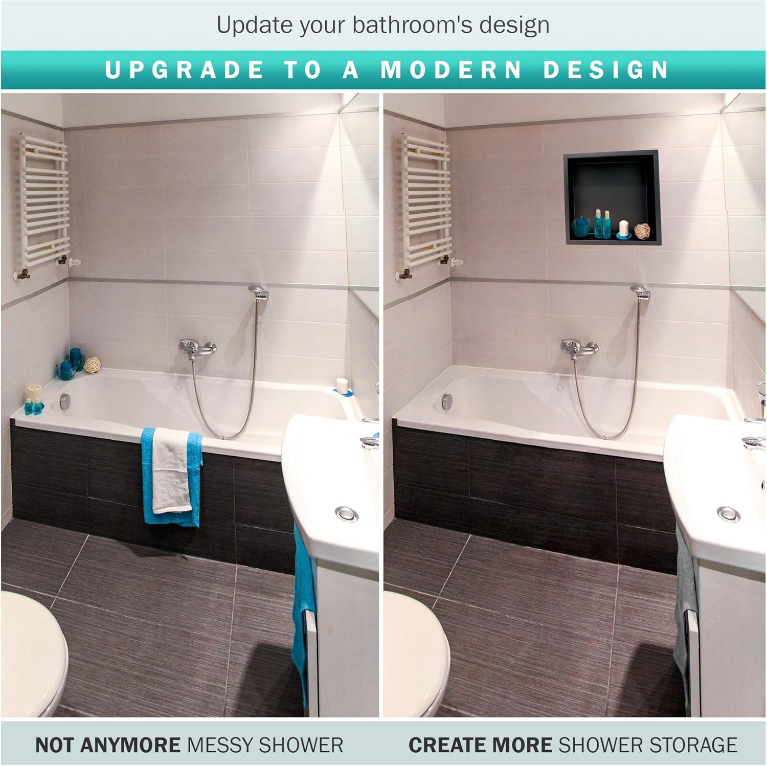 Shower Niche Stainless Steel In-wall Model 12" X 12" Recessed Shelf - Modern and Elegant Design - Easy to Install