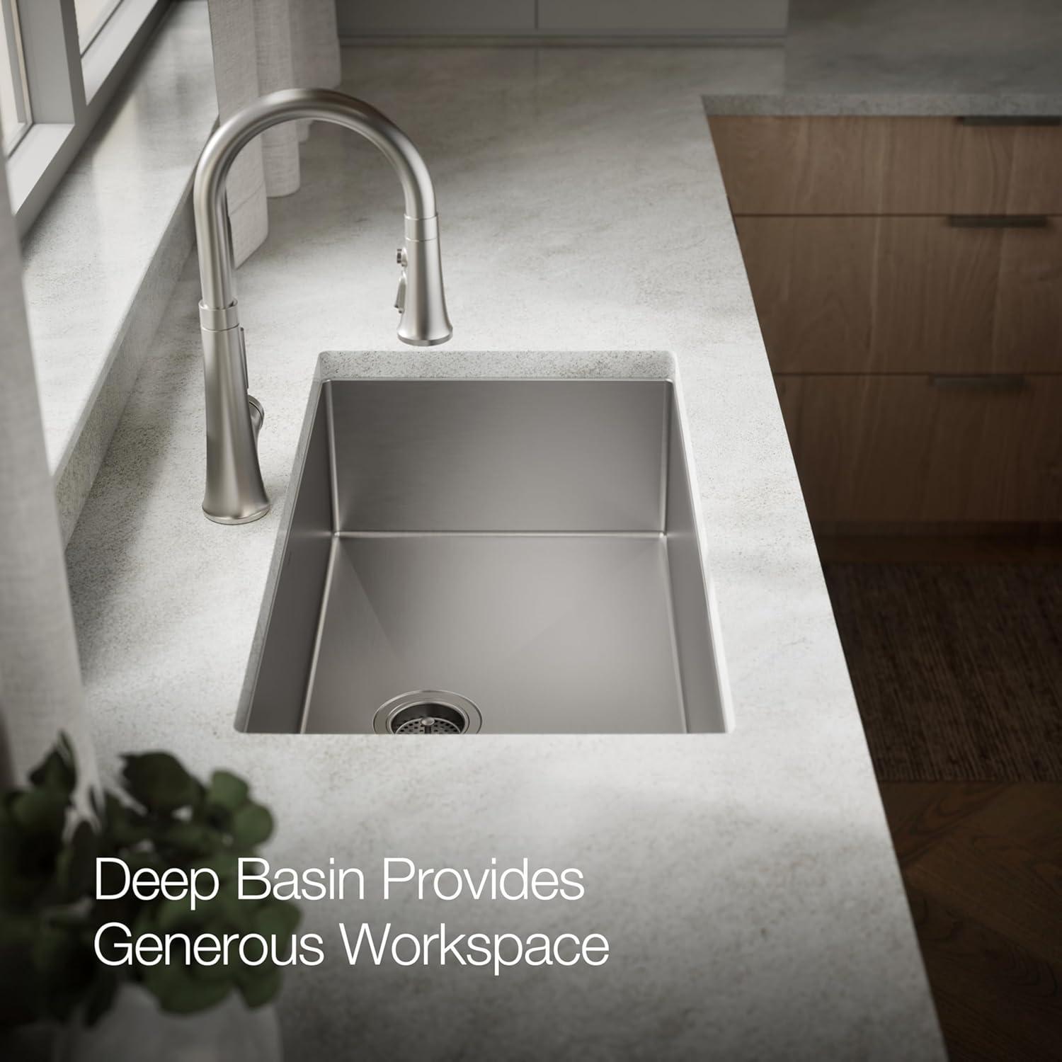 Strive® 32" L x 18.25" W Undermount Single Bowl Kitchen Sink with Basin Rack