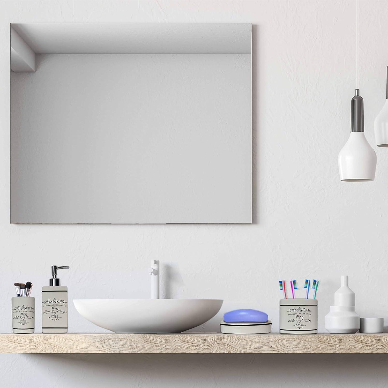 Blue Donuts 4 Piece Bathroom Accessories Set - Heavy Duty Ceramic Paris Bathroom Accessory Set Includes Hand Soap Dispenser, Toothbrush Holder, Soap Dish, Tumbler, Cream