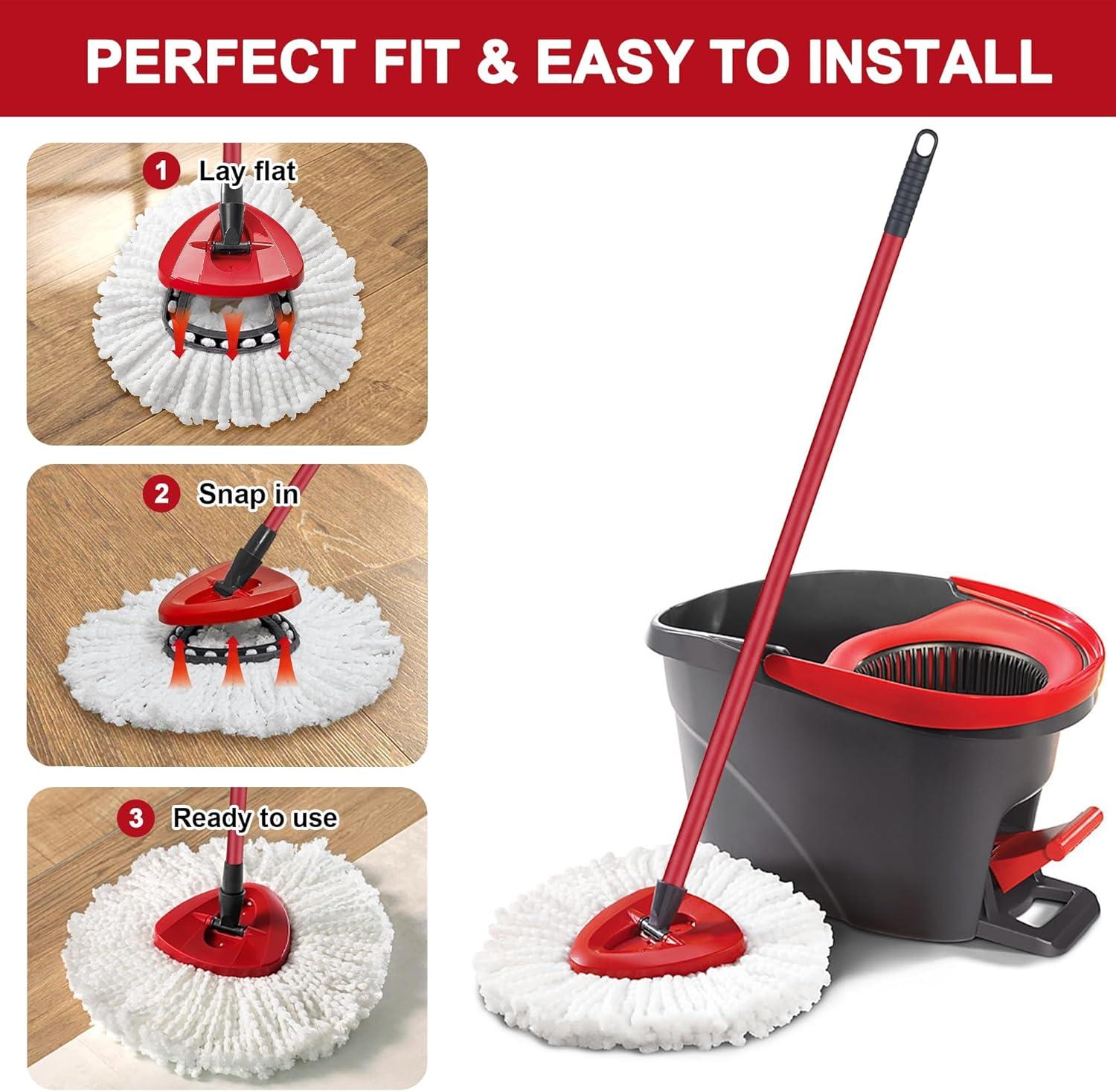 4 Pack Spin Mop Refill - Replacement Head Compatible with O Cedar, Microfiber Spin Mop Refills,clean the floor. Easy Floor Cleaning Mop Head Replacement - Bonison