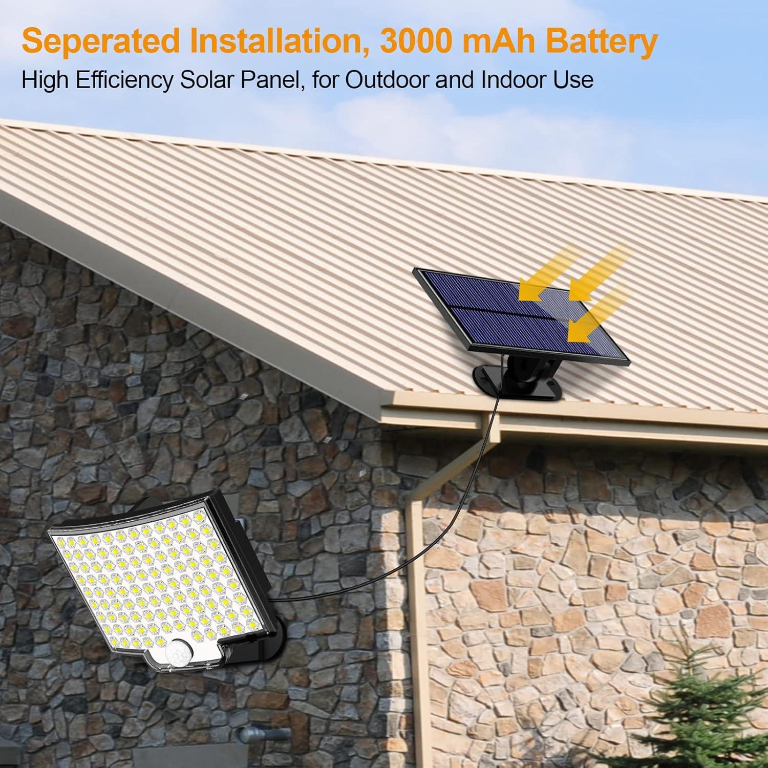 Black Solar Powered LED Motion Sensor Flood Security Light