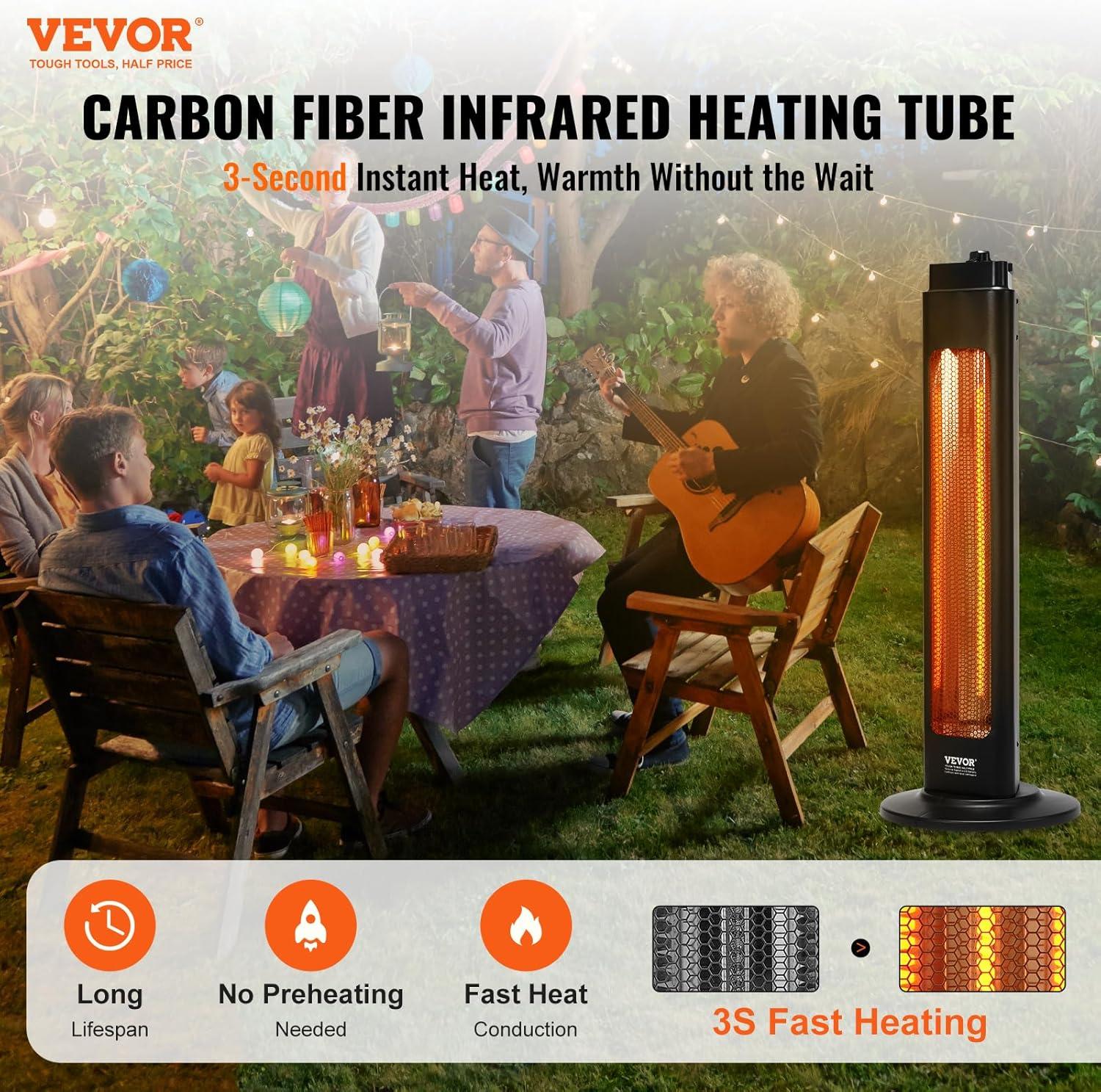 Black 31.5" Electric Infrared Convection Heater