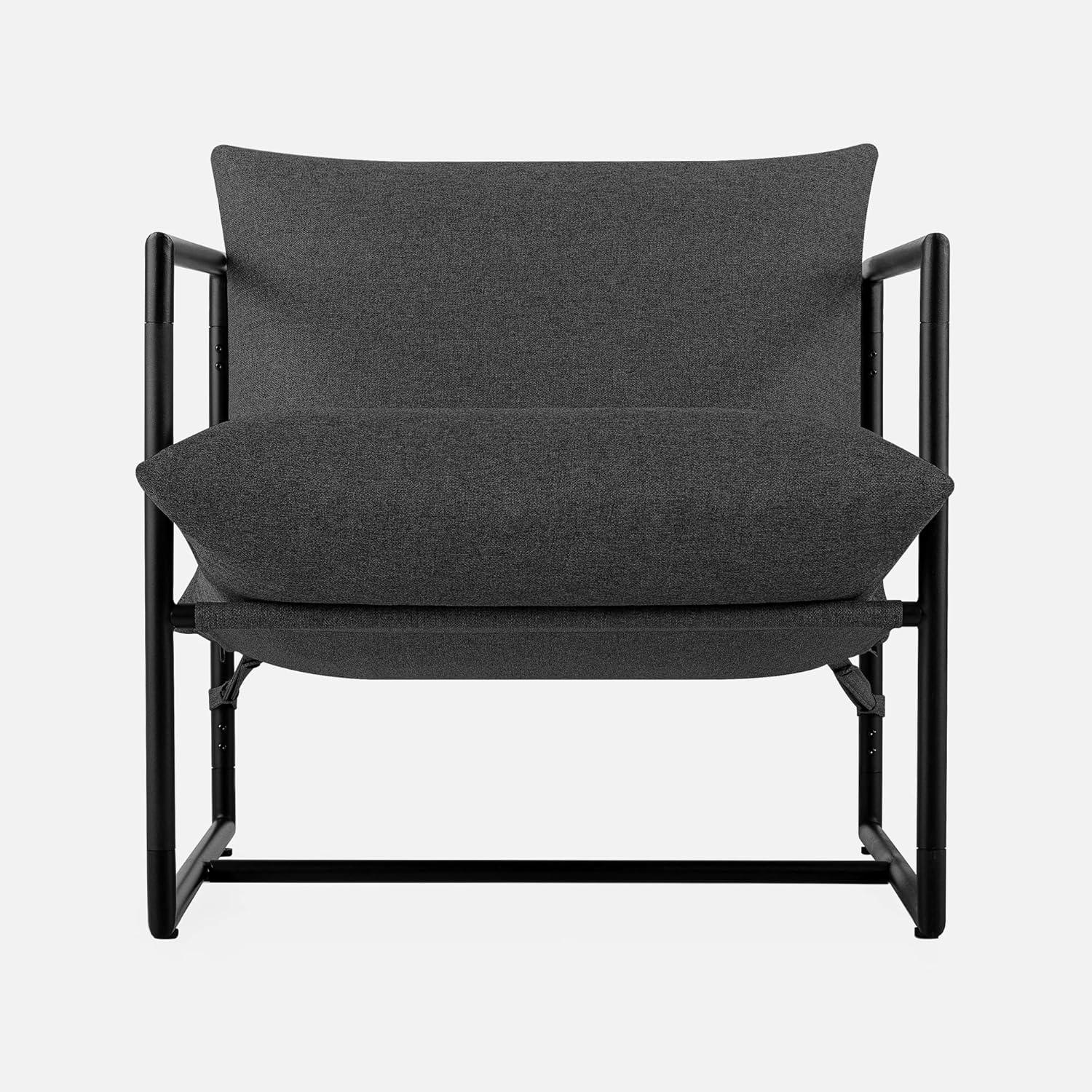 Zinus Aidan Metal Framed Indoor Sling Accent Chair, Dark Grey