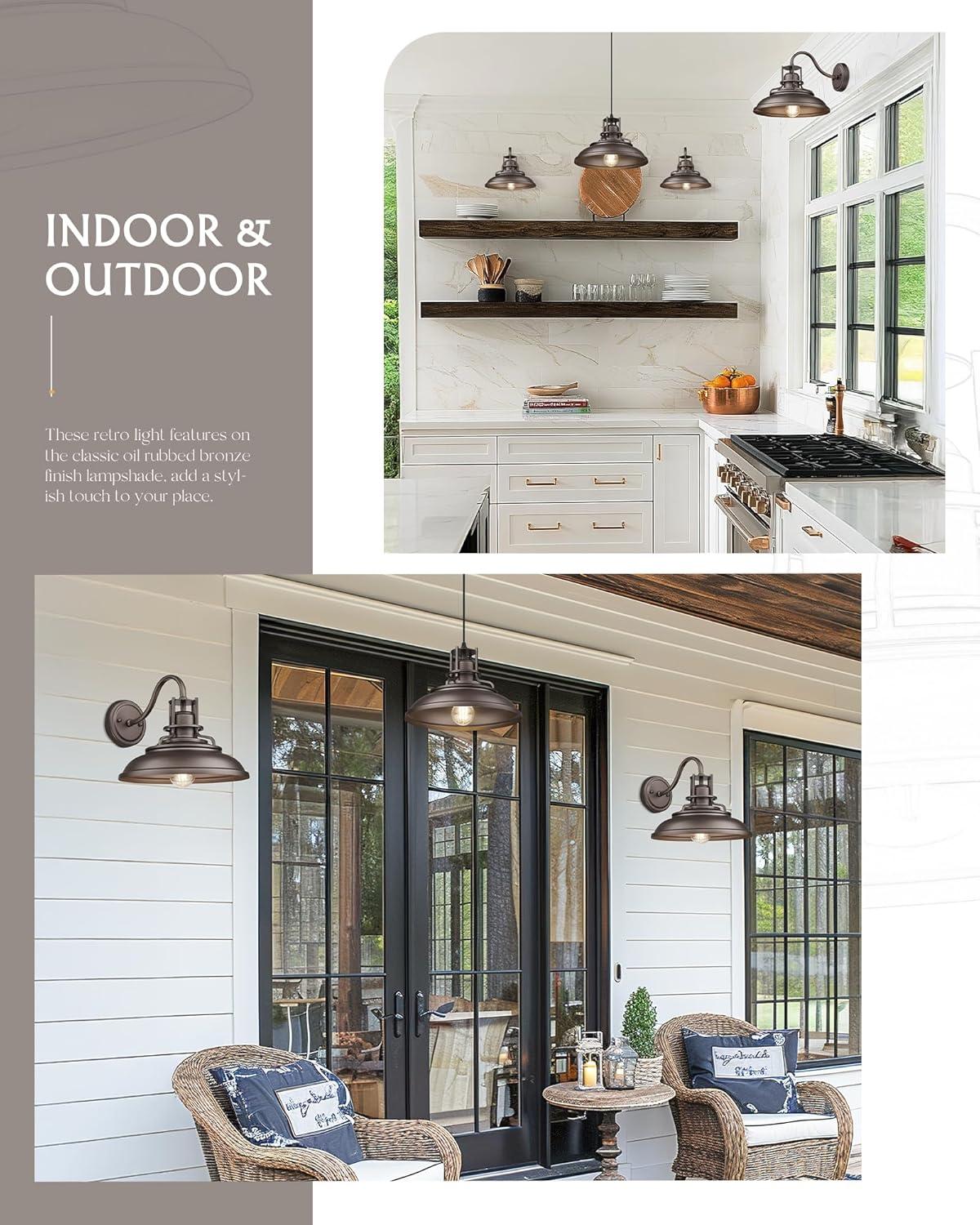 2 Lights Indoor Outdoor Gooseneck Barn Lights