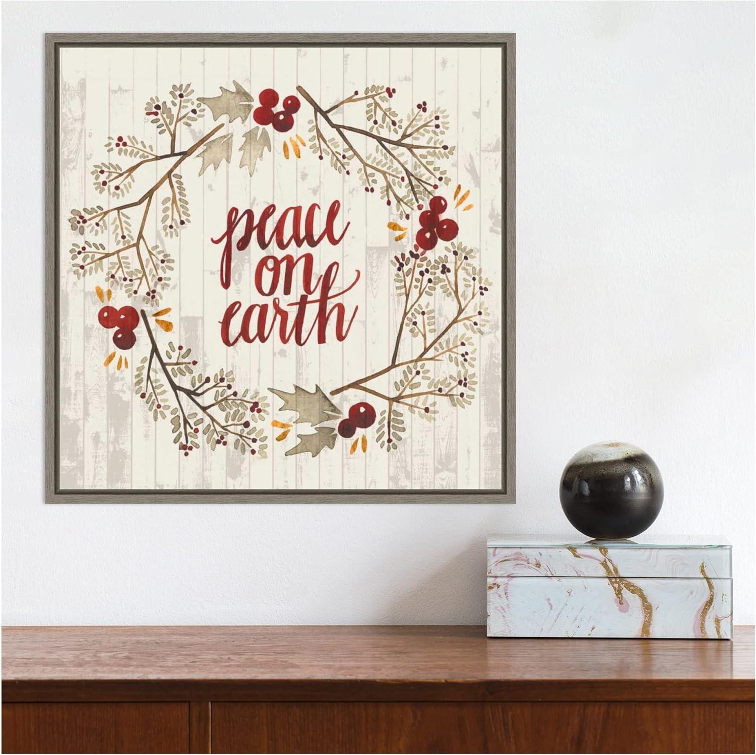 Amanti Art Rustic Christmas Wreath V by Grace Popp Canvas Wall Art Print Framed 16 x 16-in.