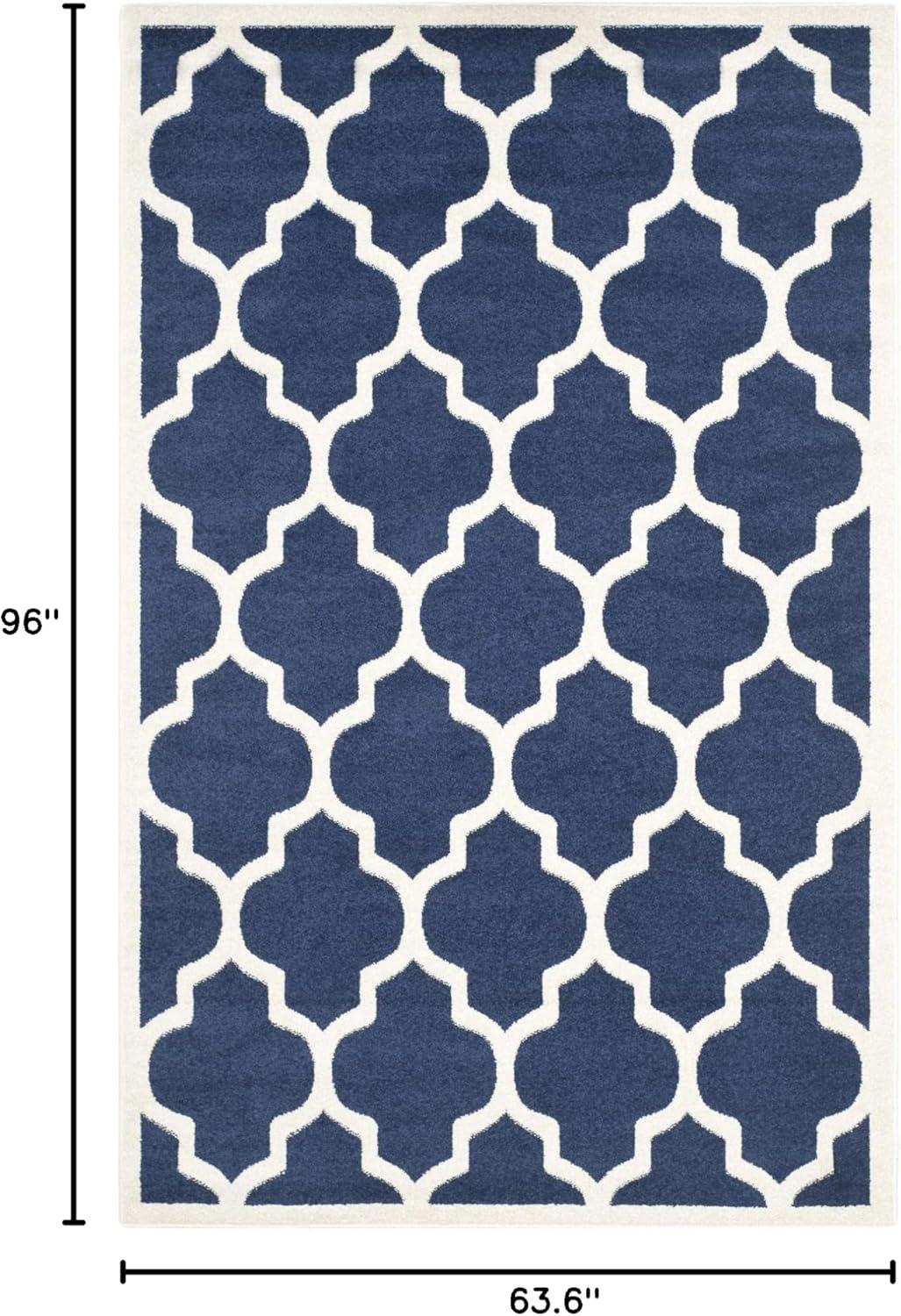 Amherst AMT420 Power Loomed Indoor Area Rug - Navy/Beige - 5'3"x8' - Safavieh