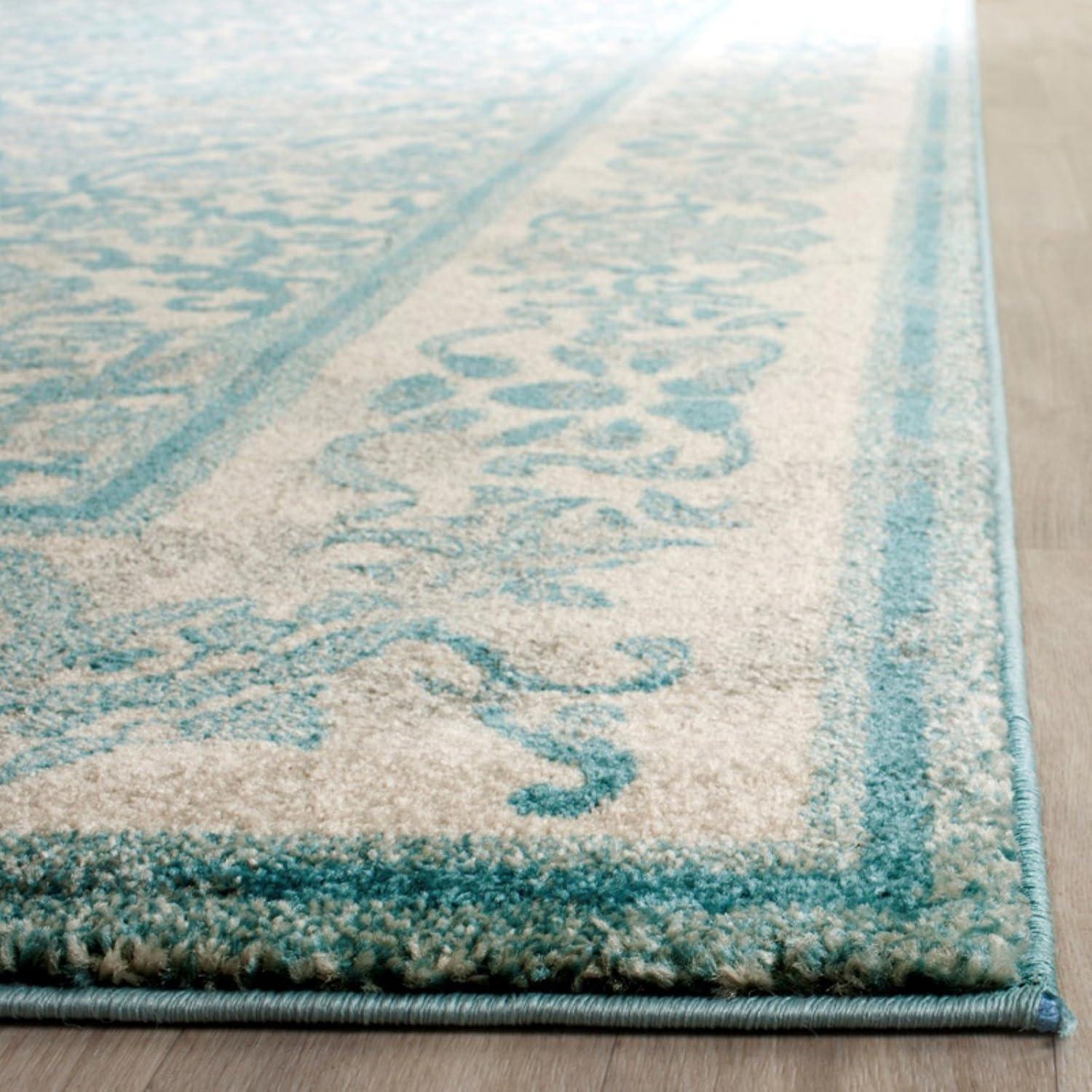 SAFAVIEH Evoke Lorna Traditional Bordered Area Rug, Ivory/Grey, 10' x 14'