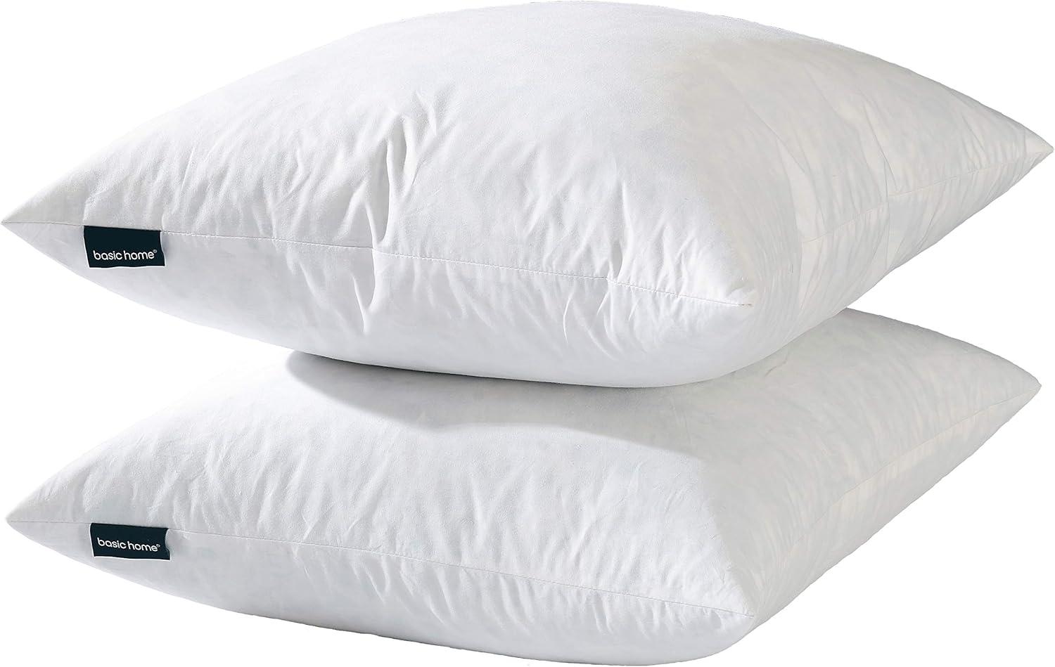 26x26 White Feather Down Square Bed Pillow Set