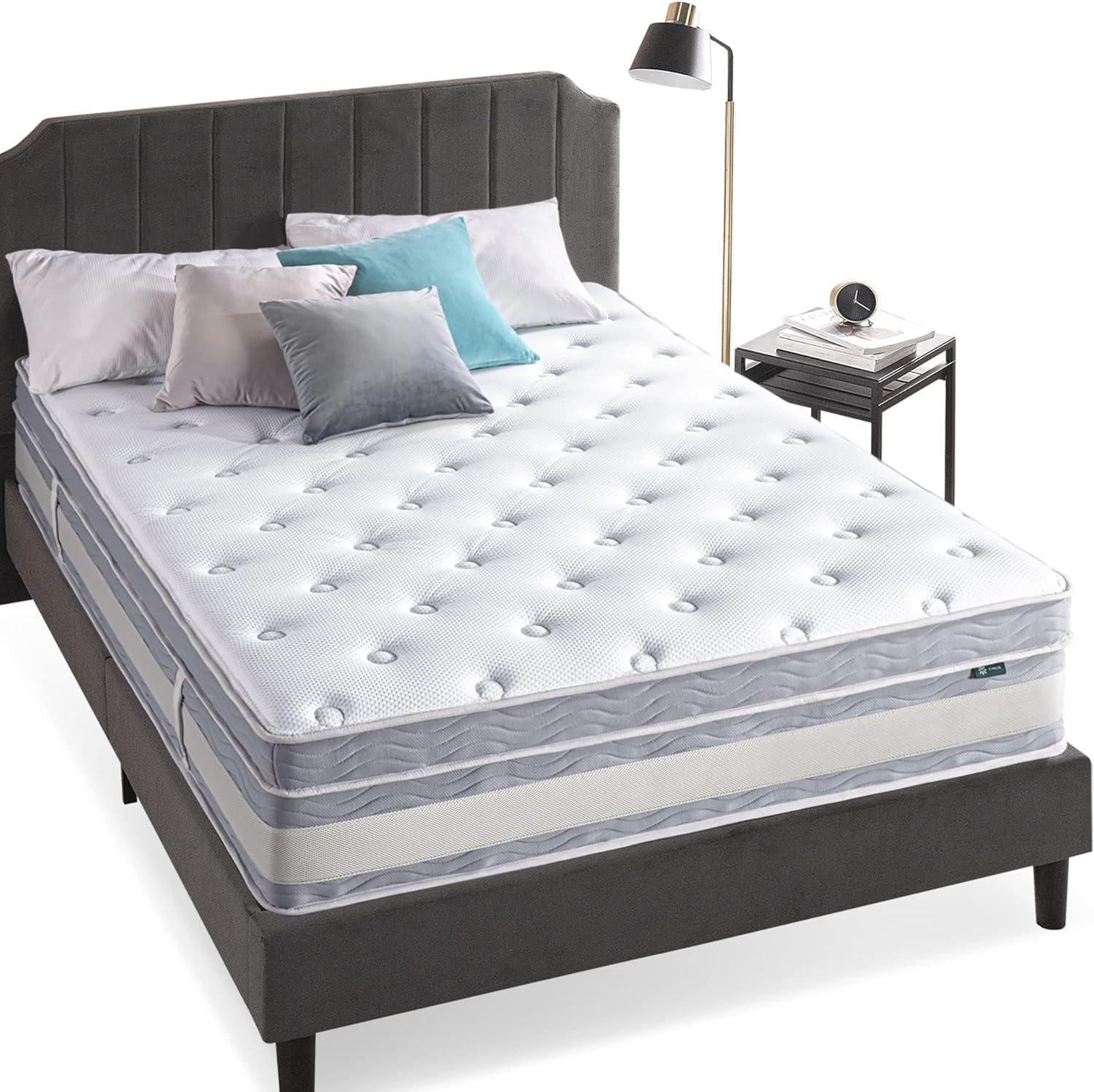 California King 14" White Gel Memory Foam Hybrid Mattress