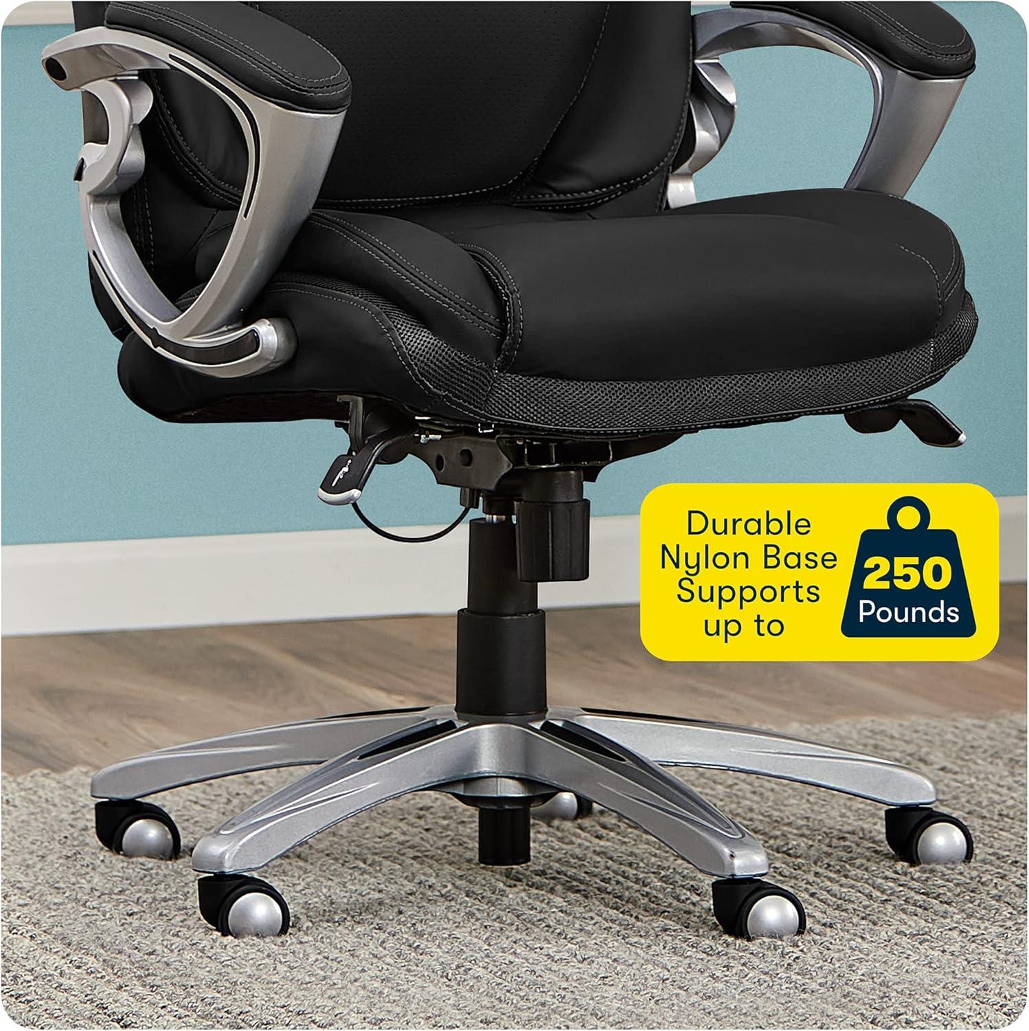 Serta Bryce High-Back Swivel Executive Chair with AIR Lumbar Support, Black Leather