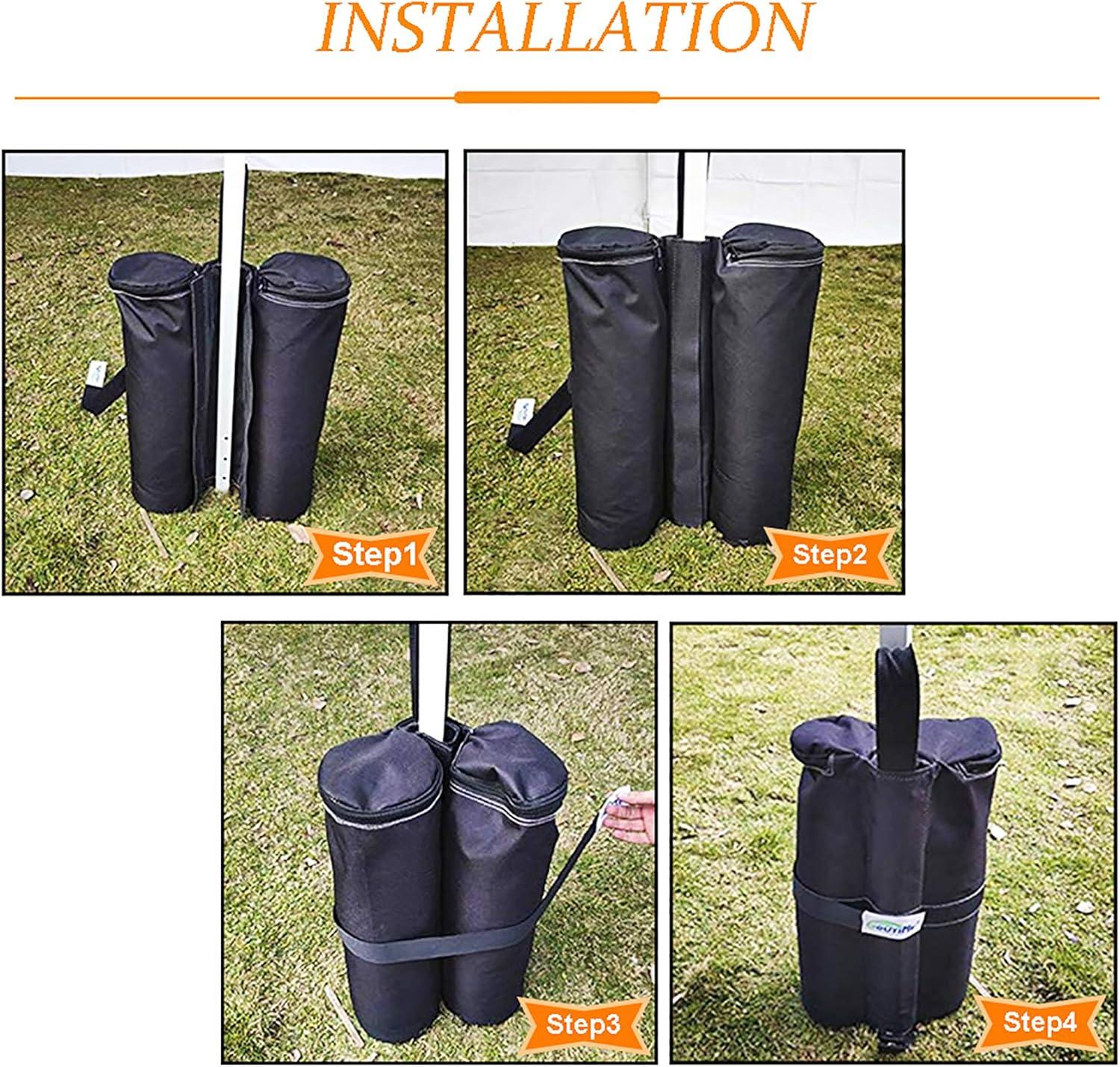 Black Heavy Duty Polyester Canopy Weight Bags Set of 4