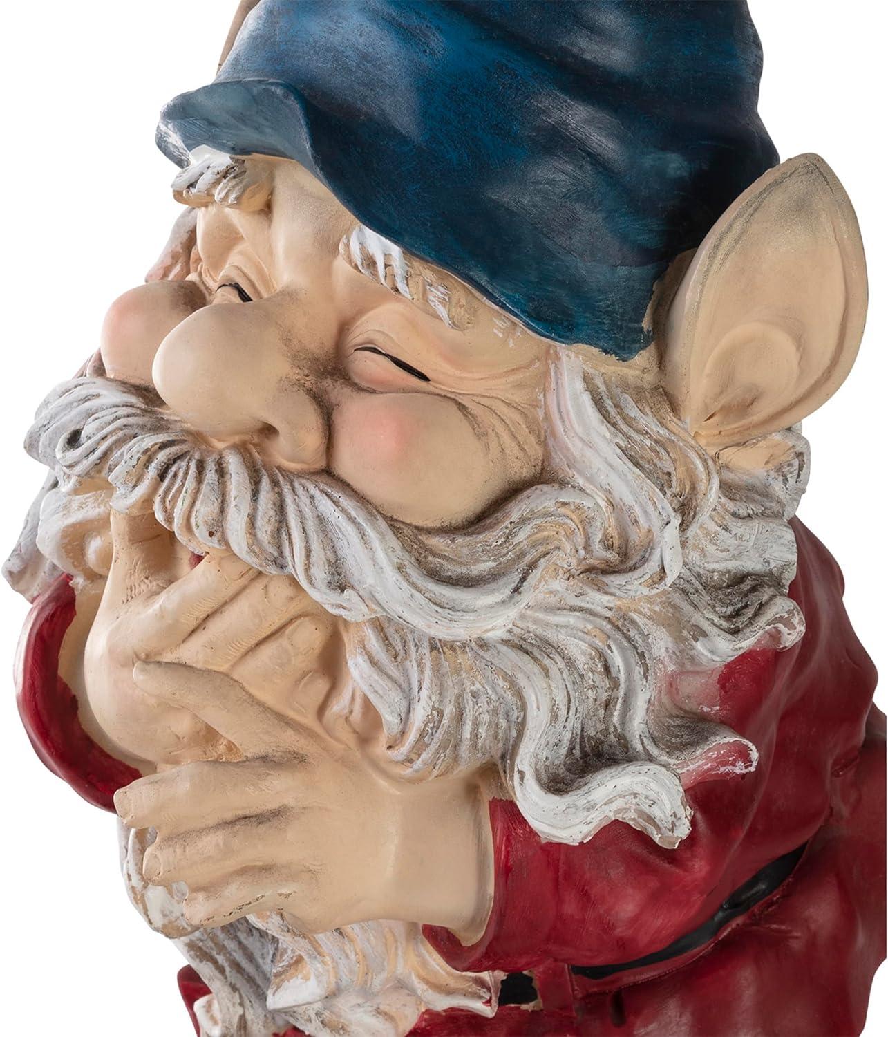 15" Multicolor Polyresin Smiling Garden Gnome Statue