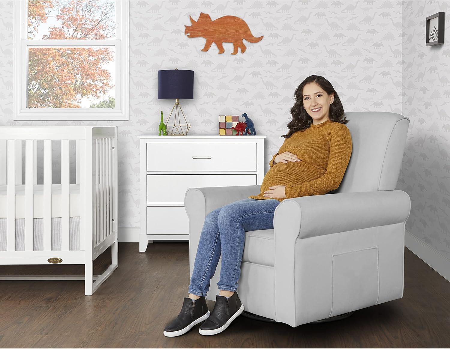 Evolur London Upholstered 360 Swivel Rocker, Misty Grey