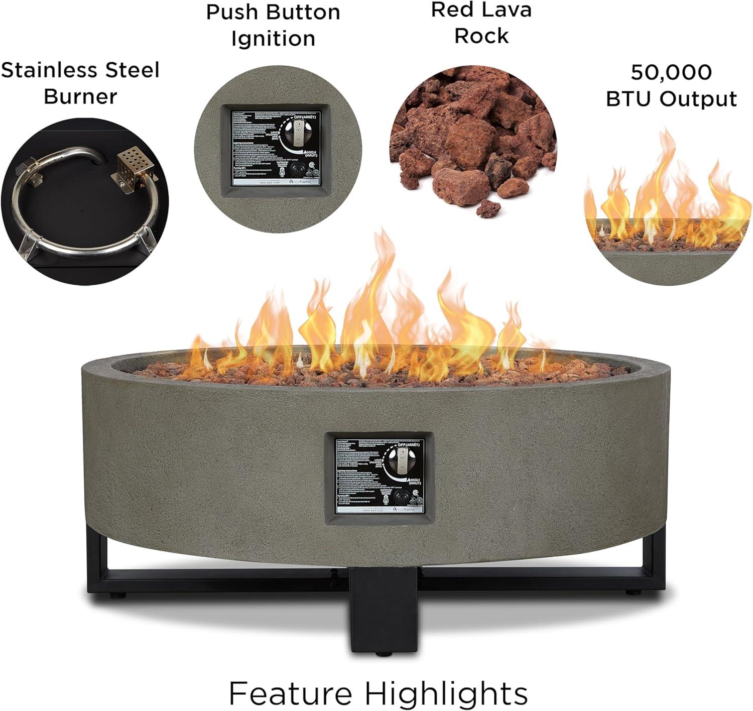 Idledale Propane Fire Bowl - Glacier Gray - Real Flame