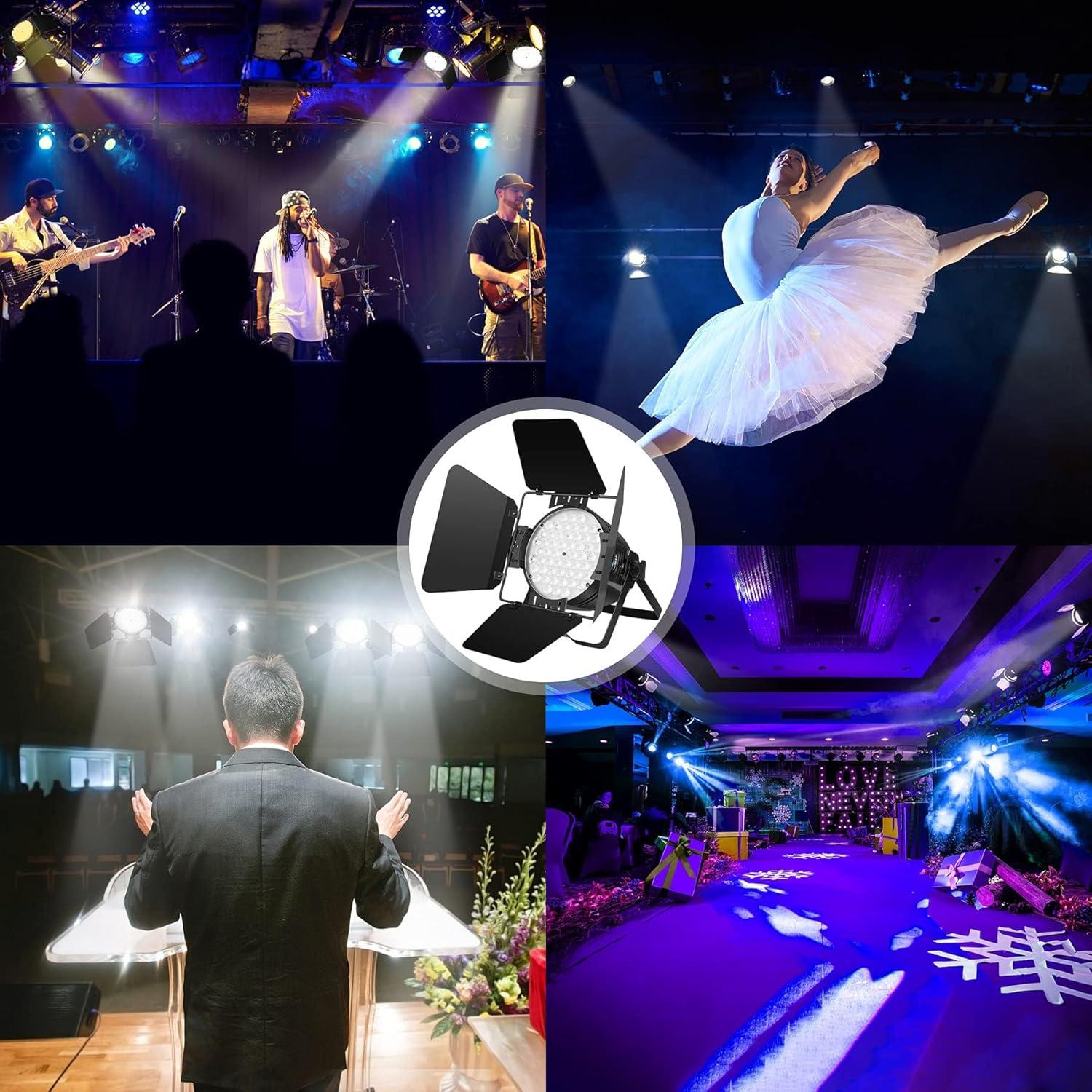 Strobe Light dj Stage Lights-BETOPPER 54 * 2W COB LED Super Bright DMX DJ Lights with Barndoors White/Off White Lighting 5000 Lumens for Theater,Photostudio,Home Decoration,Party,Church Event,Wedding