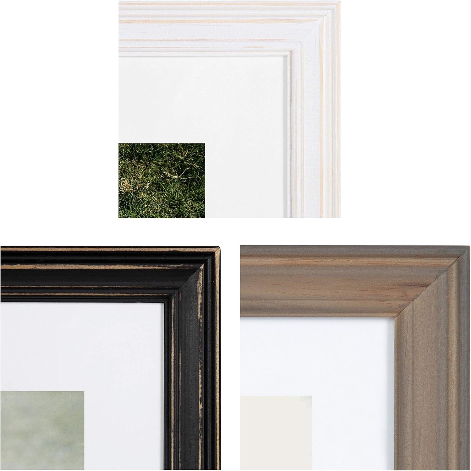 Kate & Laurel All Things Decor 10pc Bordeaux Frame Set White/Black/Natural Wood: Wall Display, Wood Frames, Multi-Size, Glass Front