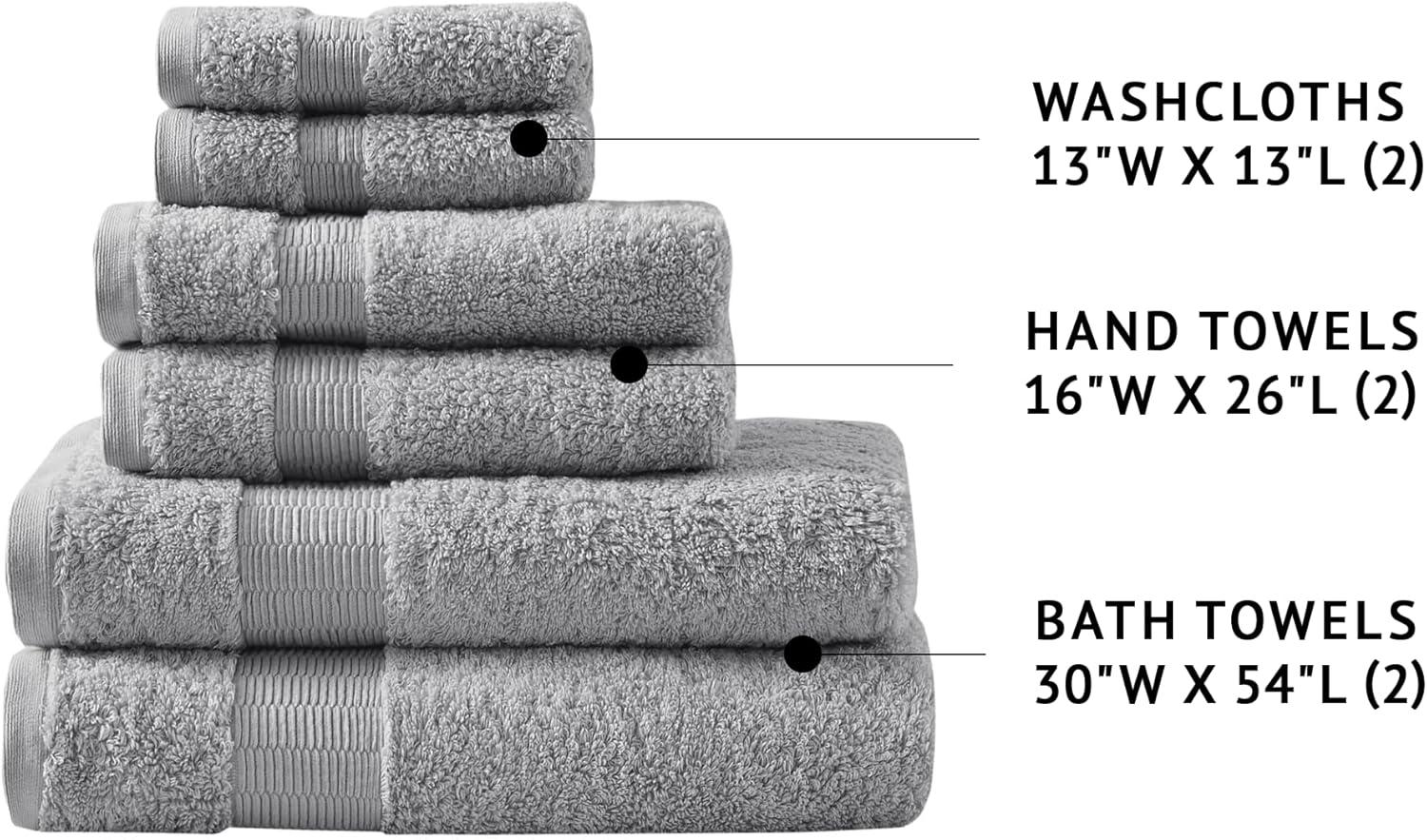 Luxurious 100% Egyptian Cotton 6-Piece Towel Set