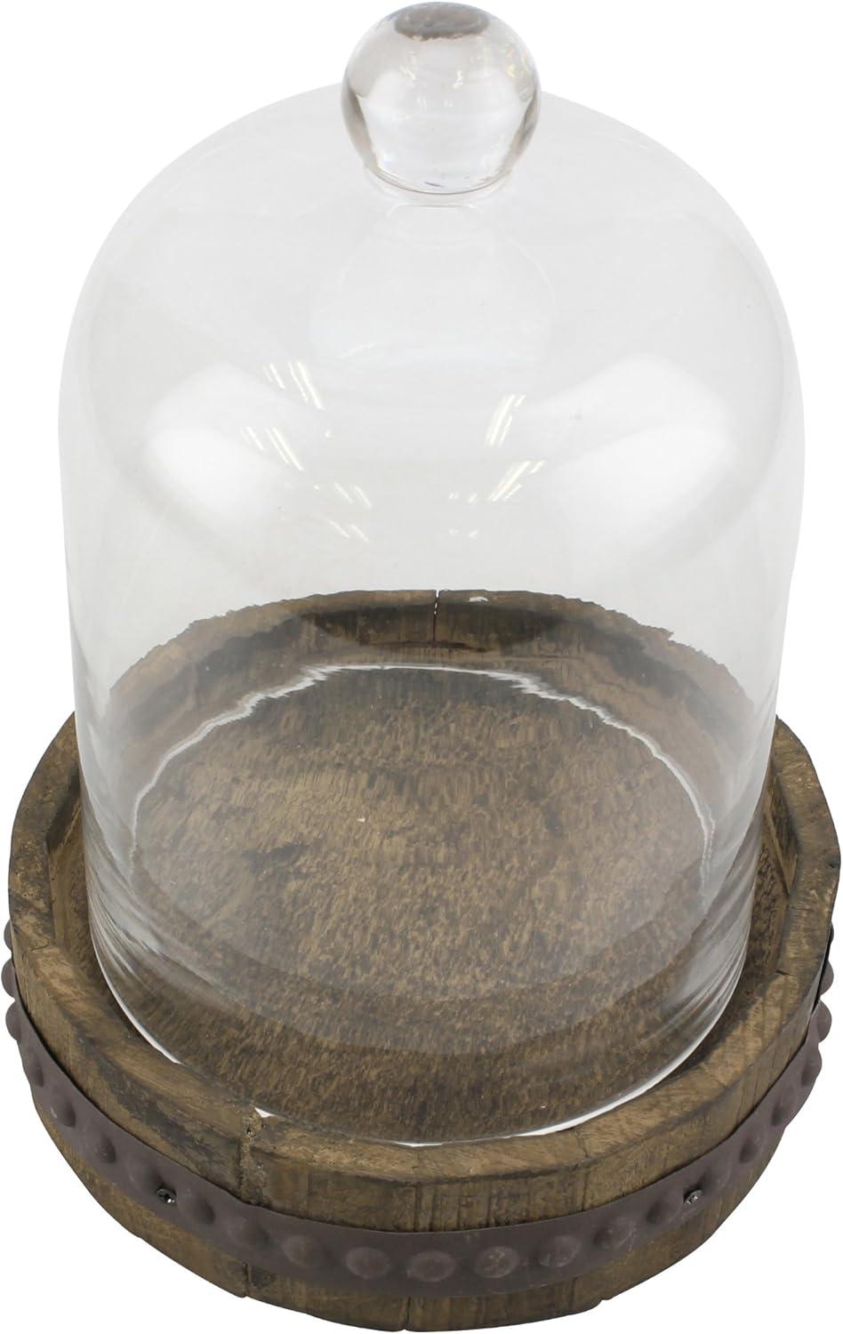 Medium Rustic Wood with Bell Shaped Cloche