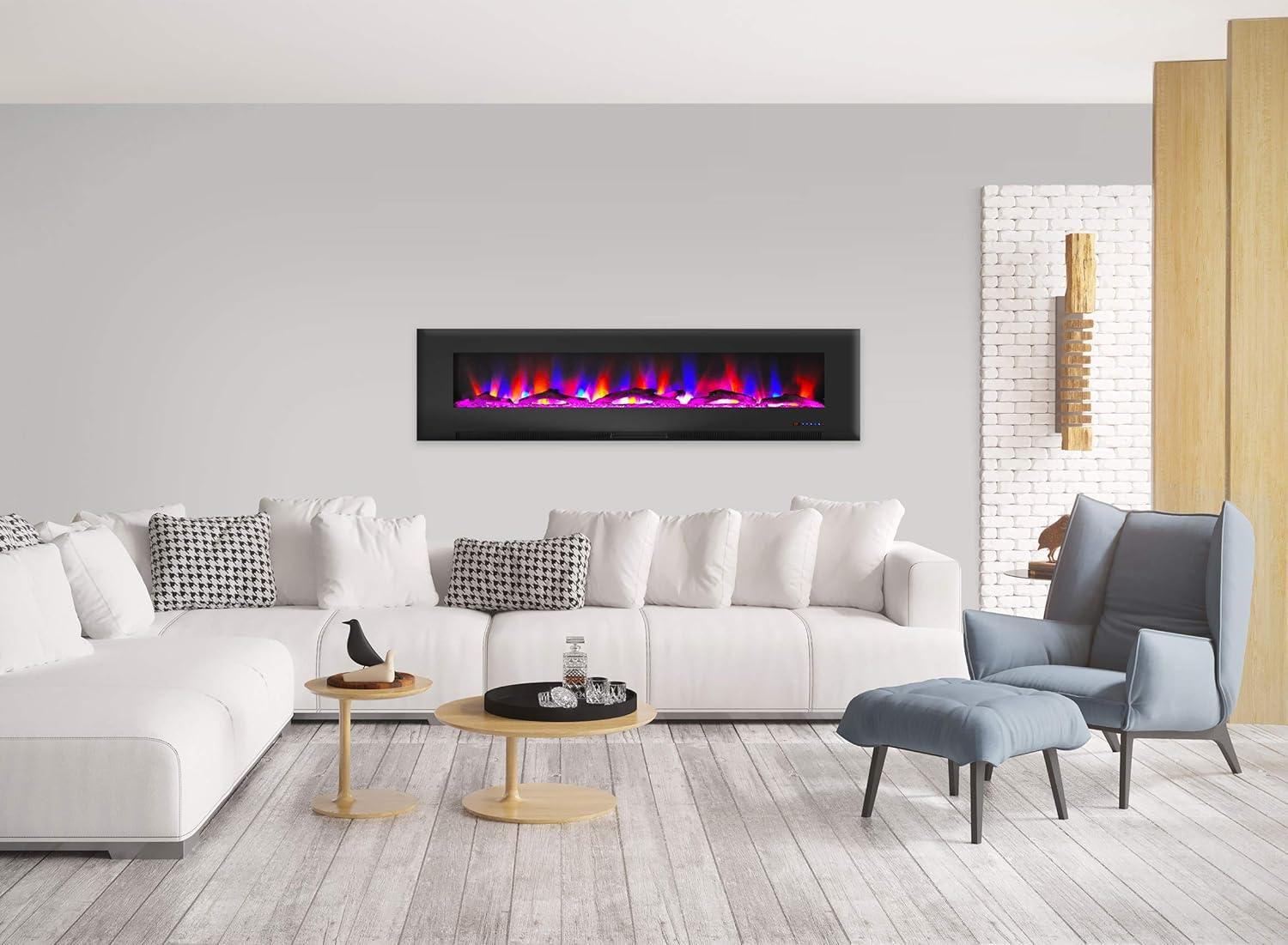 Cambridge Cambridge Wall Mount Electric Fireplace Heater with Remote Control for Indoor Use in Living Room, Bedroom, Home Office