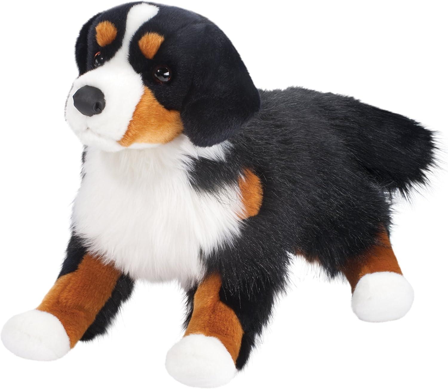 Large Brown and White Bernese Mountain Dog Plush Toy