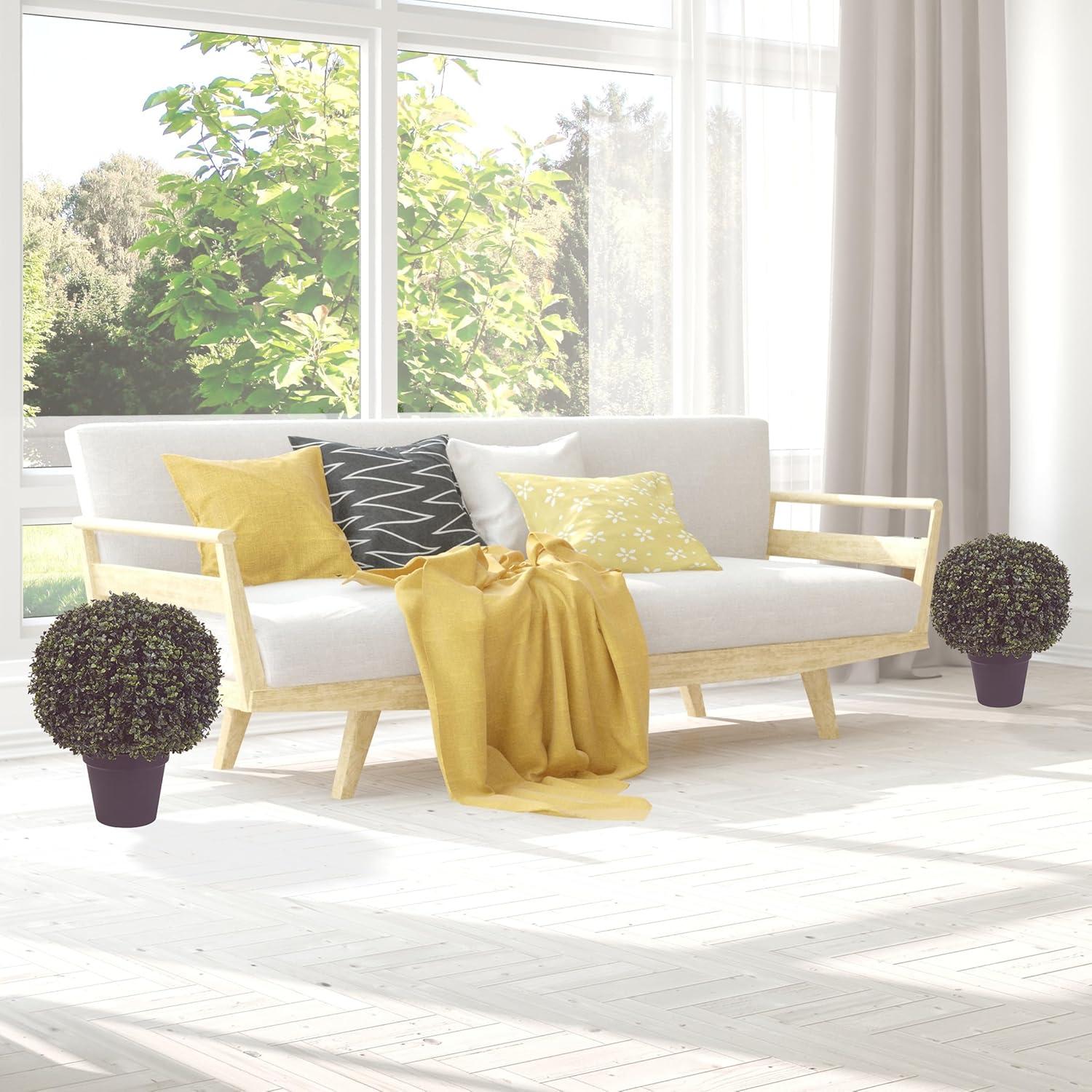 Pure Garden Set of Two 21-Inch Indoor/Outdoor Artificial Boxwood Plants