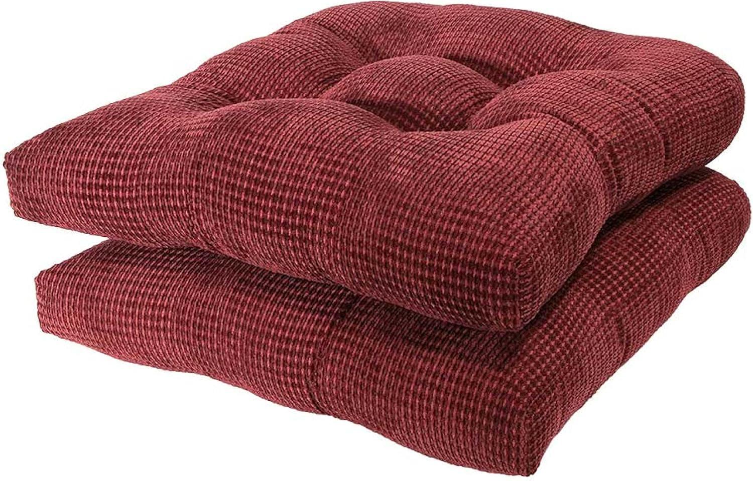 Burgundy Soft Plush Memory Foam Chair Cushions, Set of 2