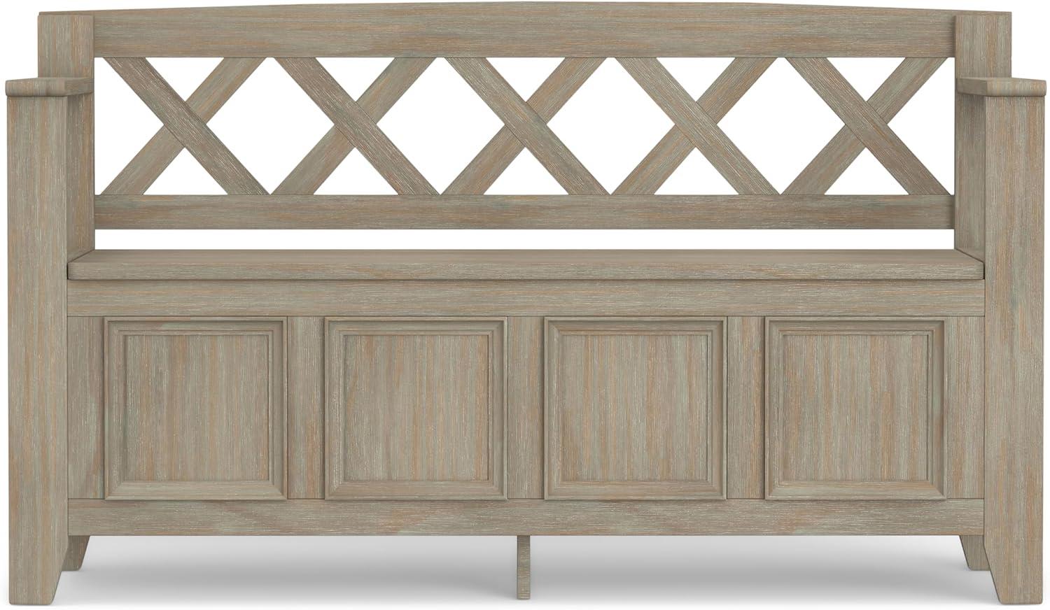 Simpli Home Amherst Solid Wood Entryway Storage Bench in Gray