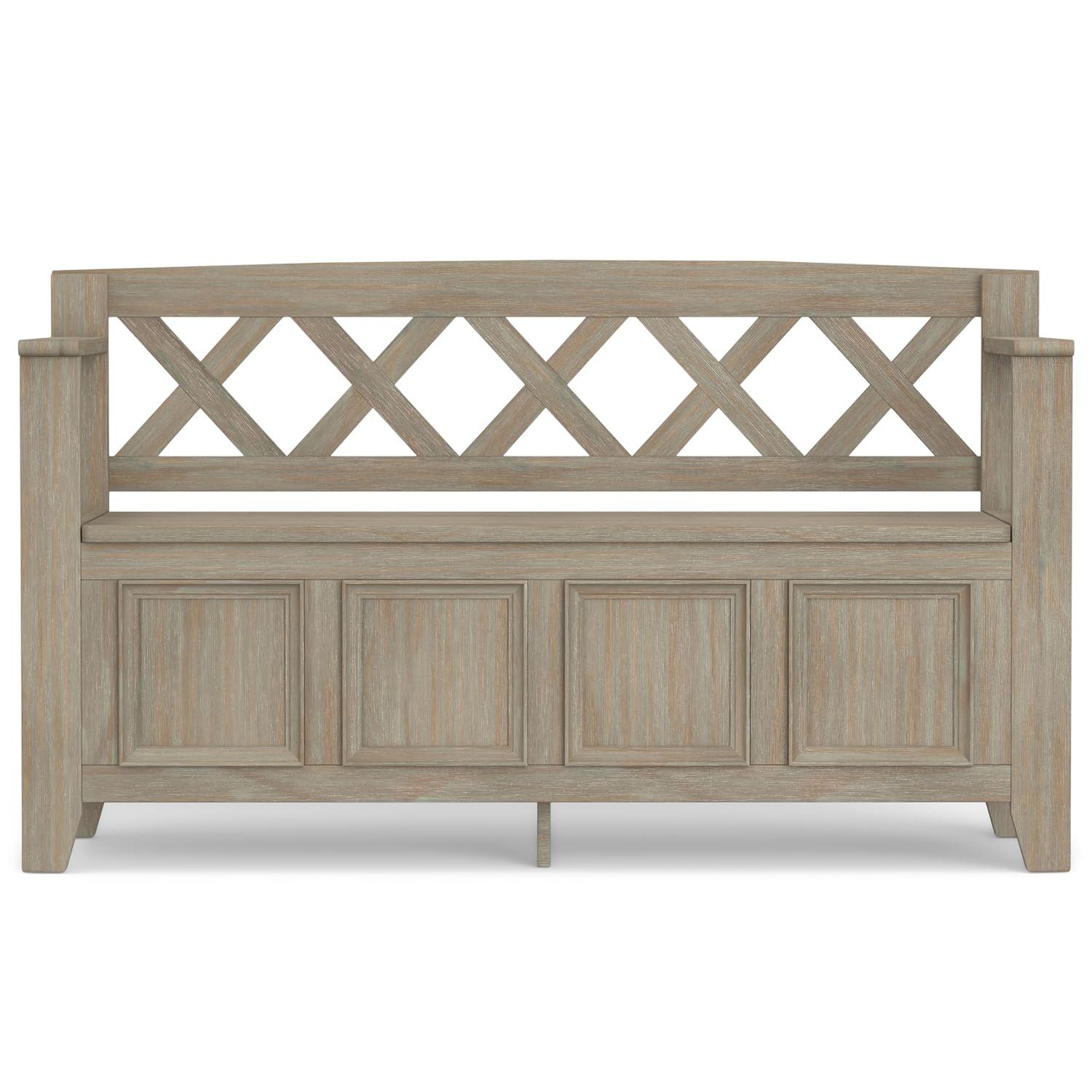 Simpli Home Amherst 48"W Solid Wood Entryway Storage Bench with Lift-Top Lid and Dual Compartments