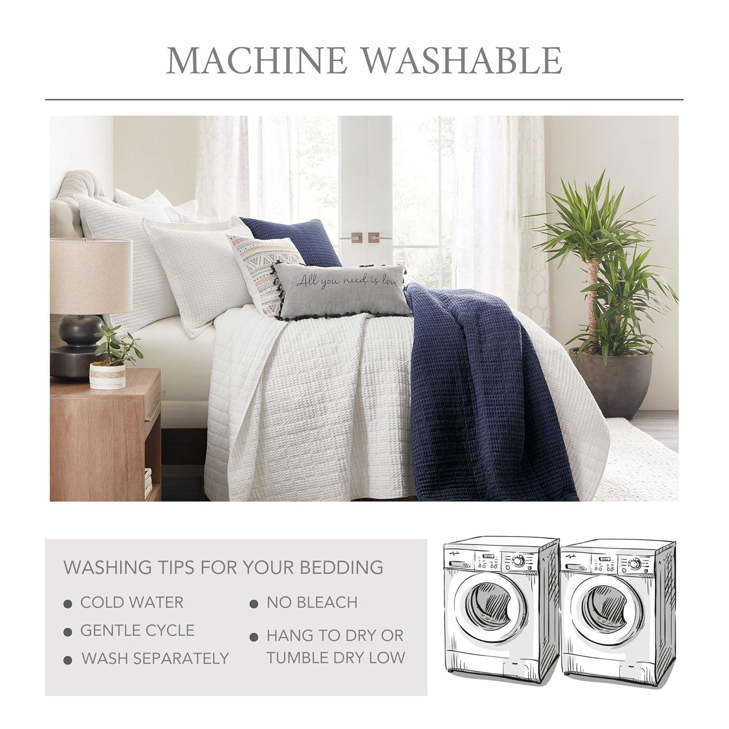 Mills Waffle Charcoal Quilt Set - One King Quilt and Two King Shams - Levtex Home