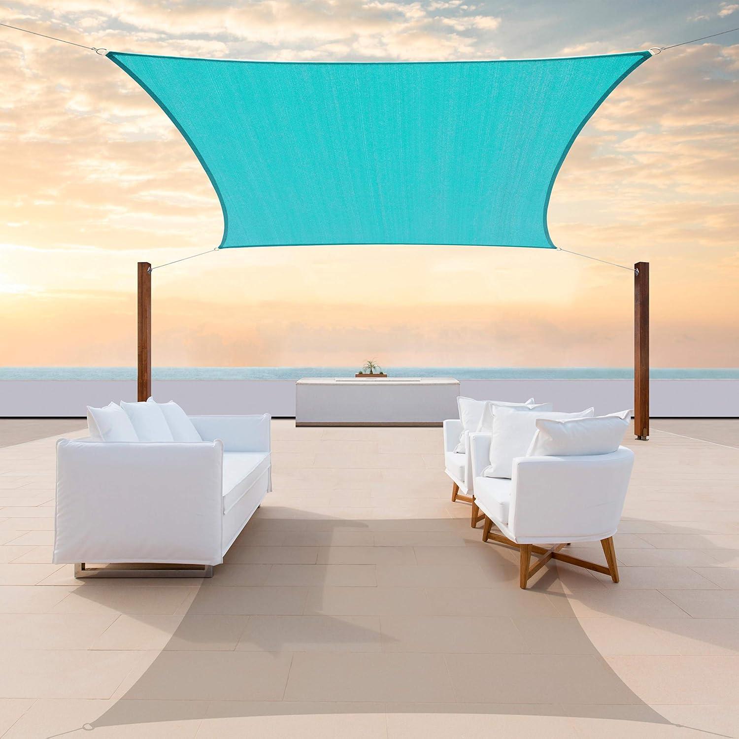 ColourTree Colourtree Sun Shade Sail Rectangle Canopy Fabric Cloth Screen, Water Permeable & UV Block UPF50