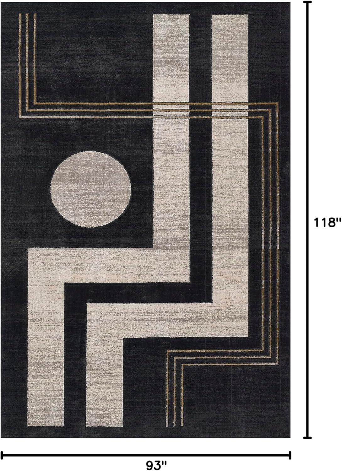 Momeni Edition Geometric Polyester Charcoal Area Rug, 7'9" x 9'10" Sized Rug for Living Room, Bedroom, Dining Room, and Kitchen