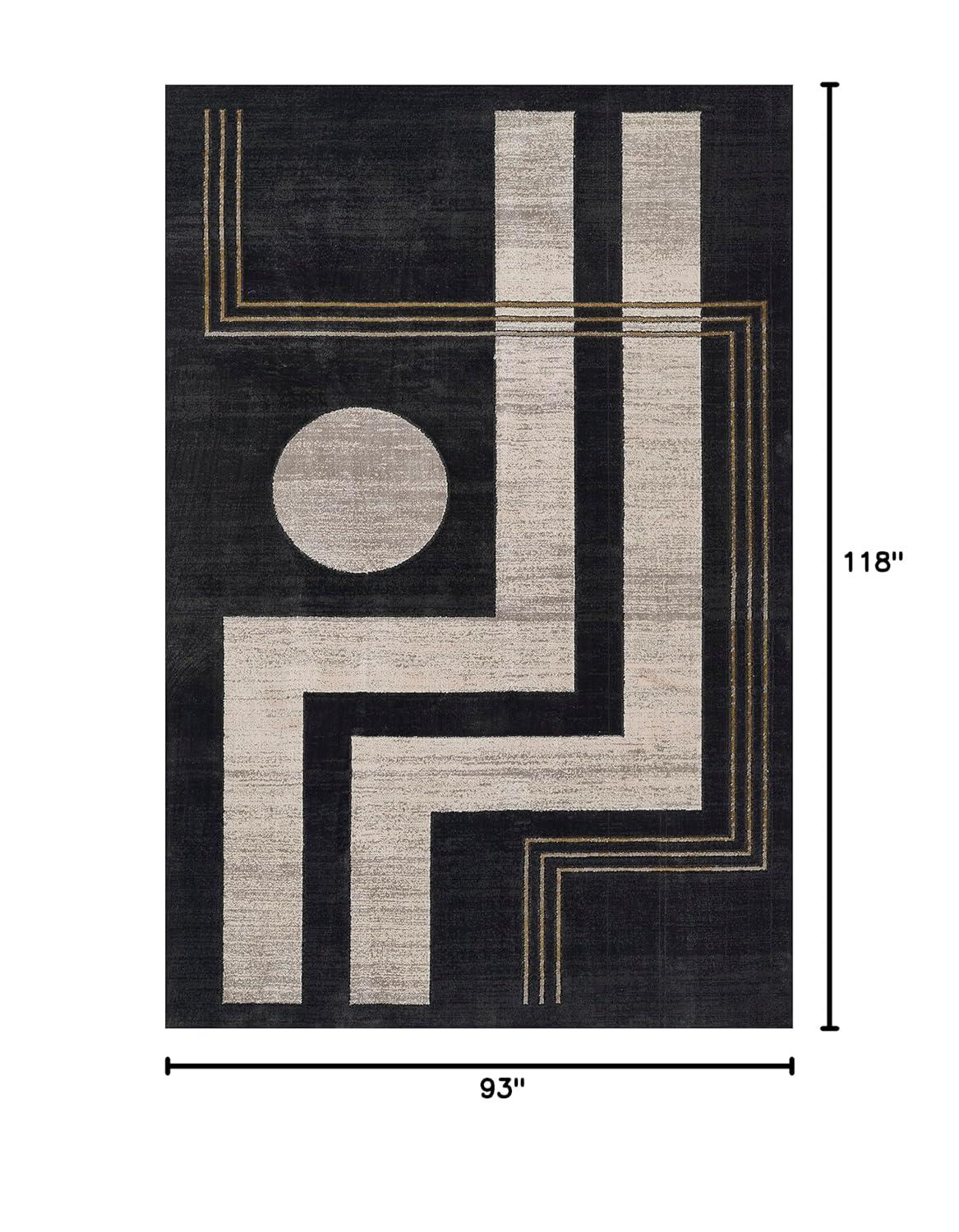 Momeni 7'9"x9'10" Edition Angular Machine Loomed Area Rug Charcoal Gray: Geometric Pattern, Low Pile, Indoor Use