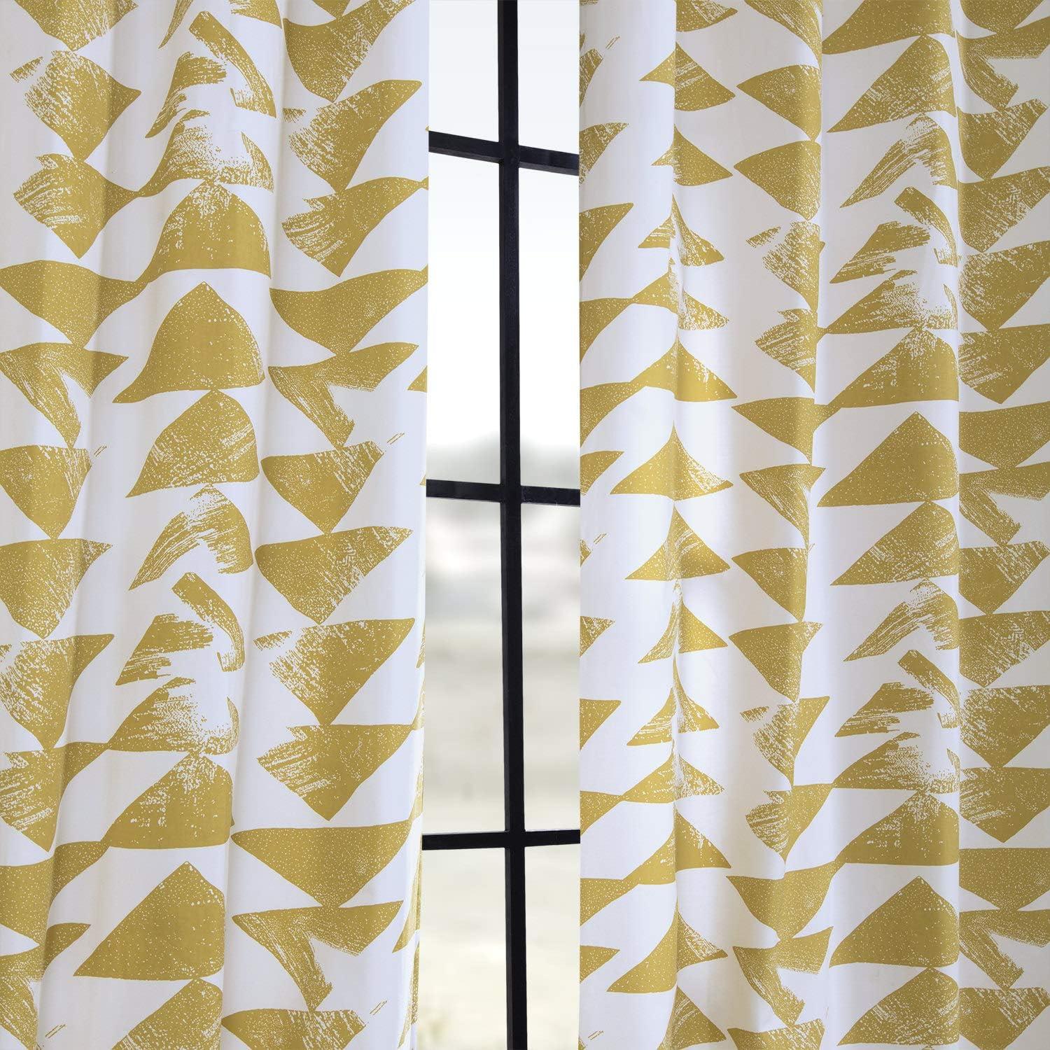 Triad Gold Grommet Printed Room Darkening Curtain - 50 in. W x 84 in. L Single Window Panel