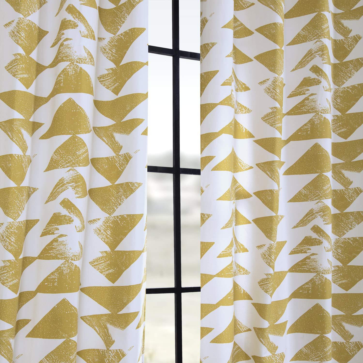 Triad Gold Grommet Printed Room Darkening Curtain - 50 in. W x 84 in. L Single Window Panel