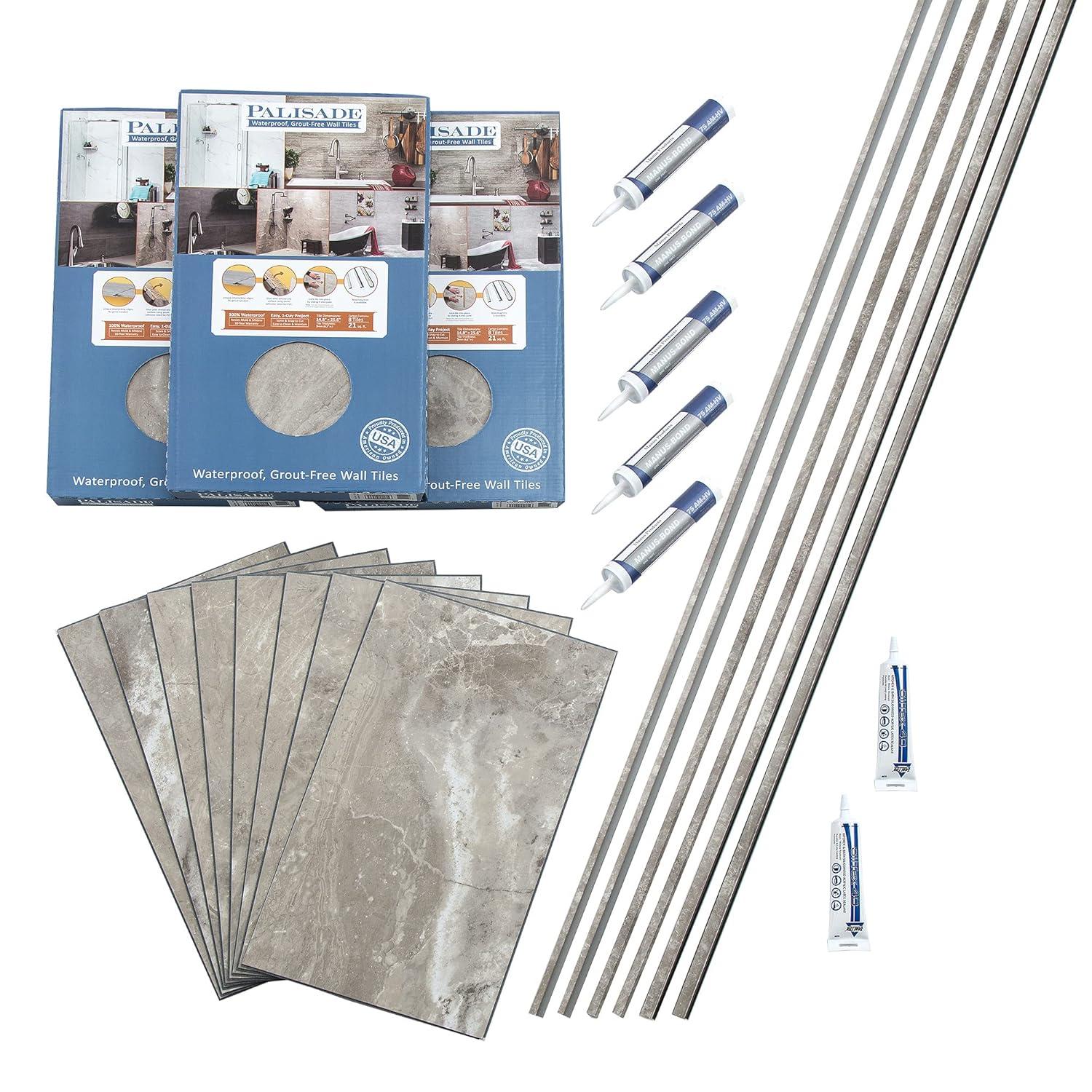 Palisade 25.6 in. x 14.8 in. Tile Shower and Tub Surround Kit