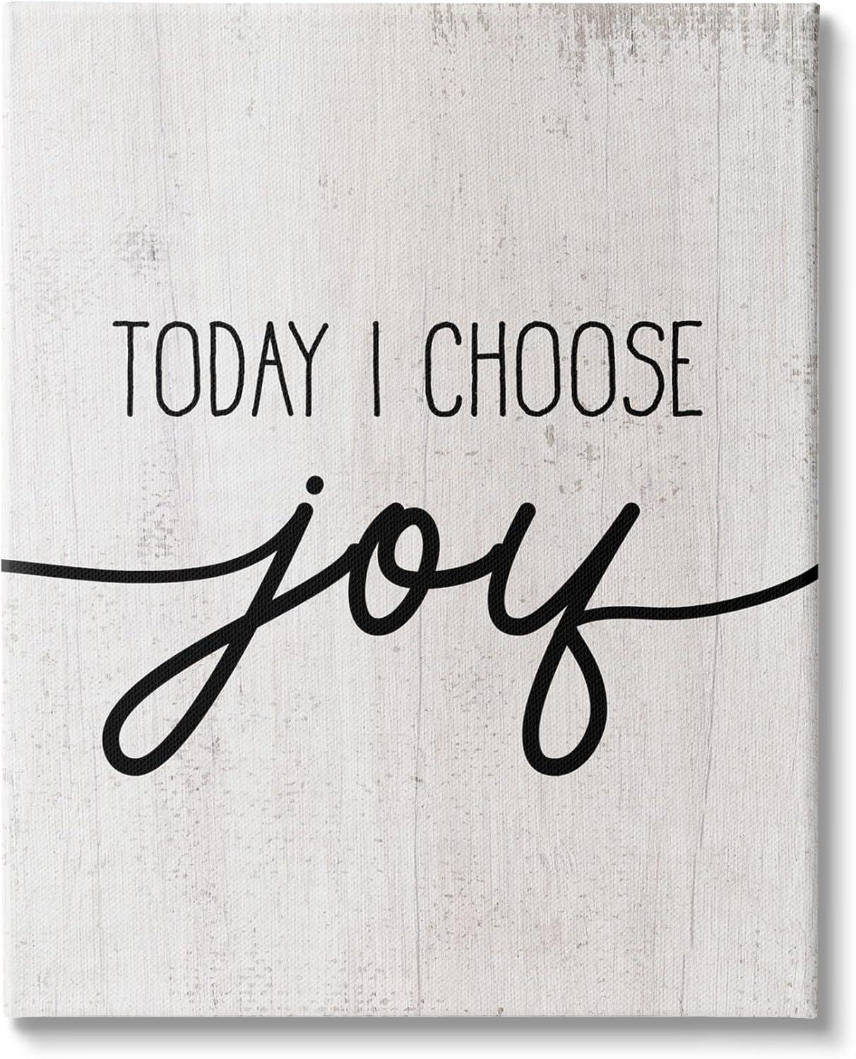 Today I Choose Joy Black and White Canvas Wall Art