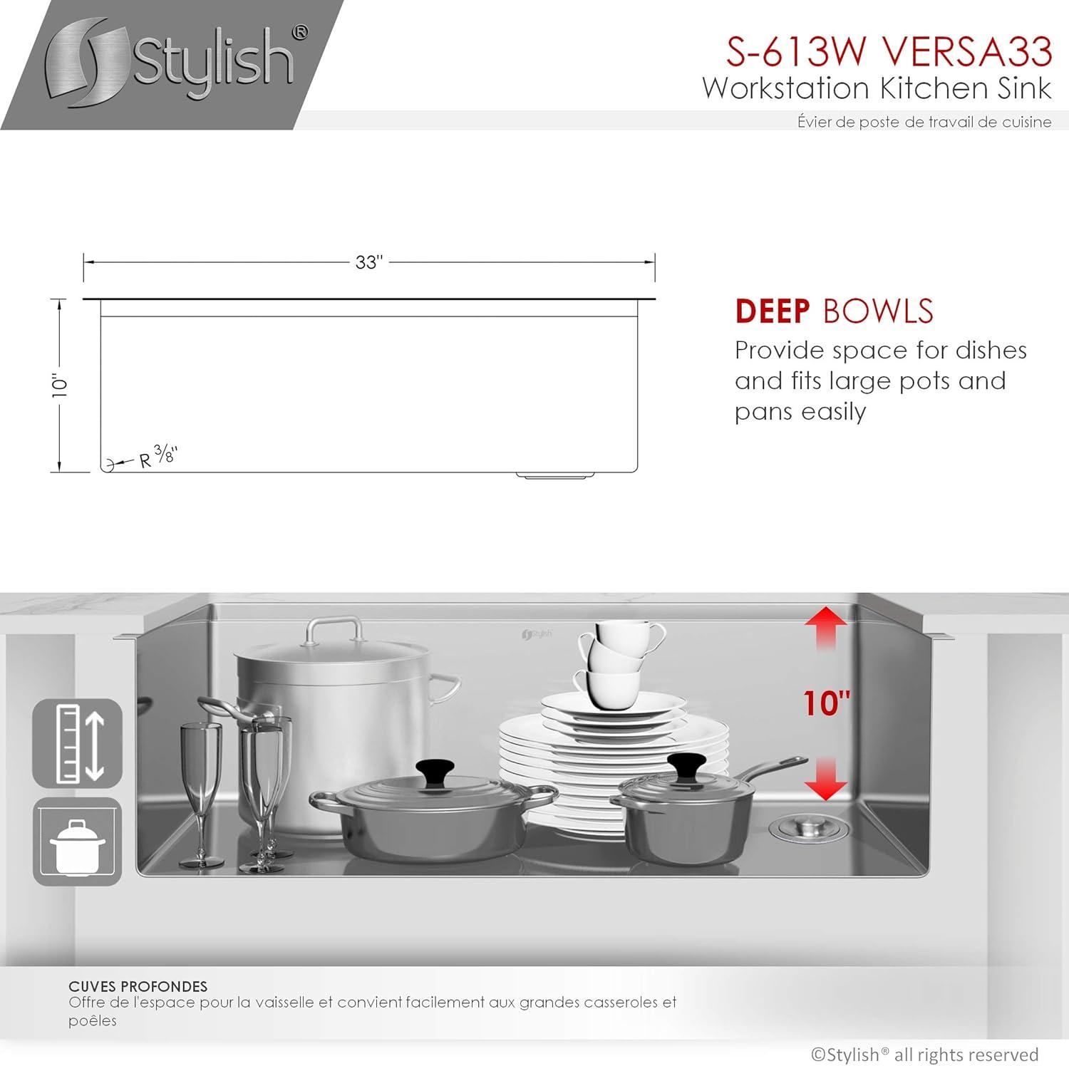 Versa 33'' Stainless Steel Single Bowl Workstation Sink with Accessories