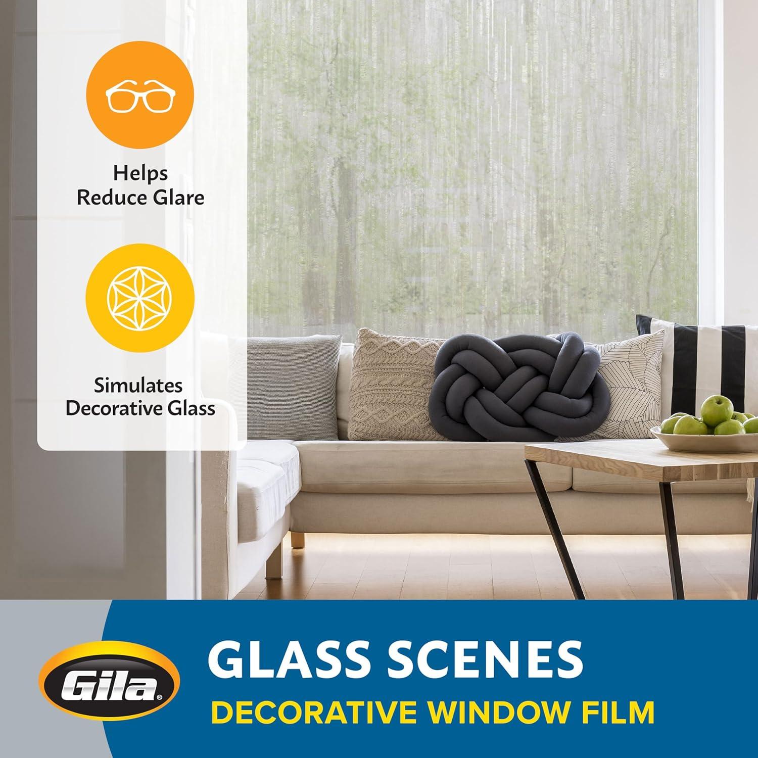Gila® Glass Scenes Ice Forest Decorative Residential Window Film No Glue No Adhesive Static Cling DIY 3ft x 6.5ft (36in x 78in) (19.5 sq ft)